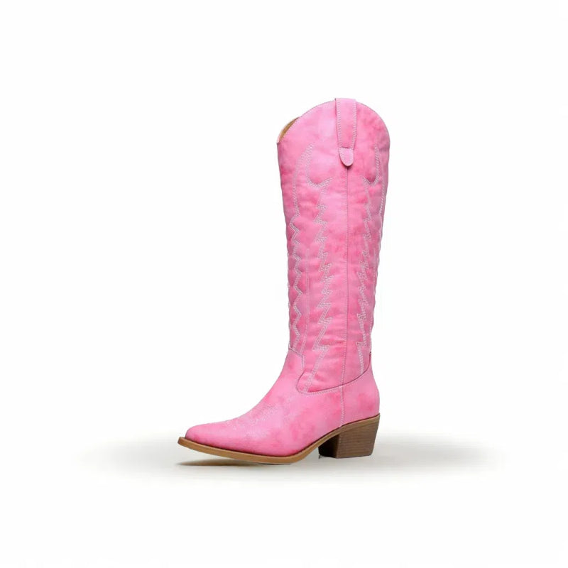 GLOBALWIN Women's Knee High Long Pointed Toe Western Cowboy Boots