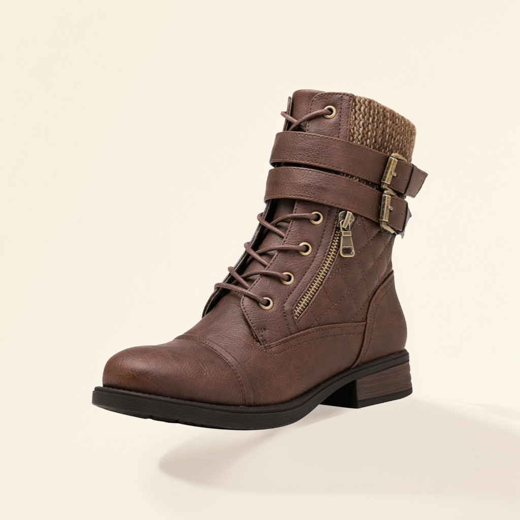 GLOBALWIN 1903 Women's Fashion Low Heels Lace Up Ankle Boots
