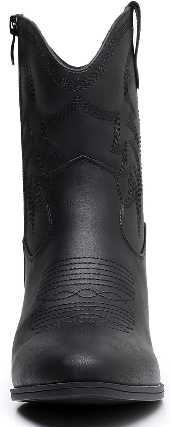 GLOBALWIN Women's Mid Calf The Western Cowboy Boots Fashion Cowgirl Boots For Women Low Heel