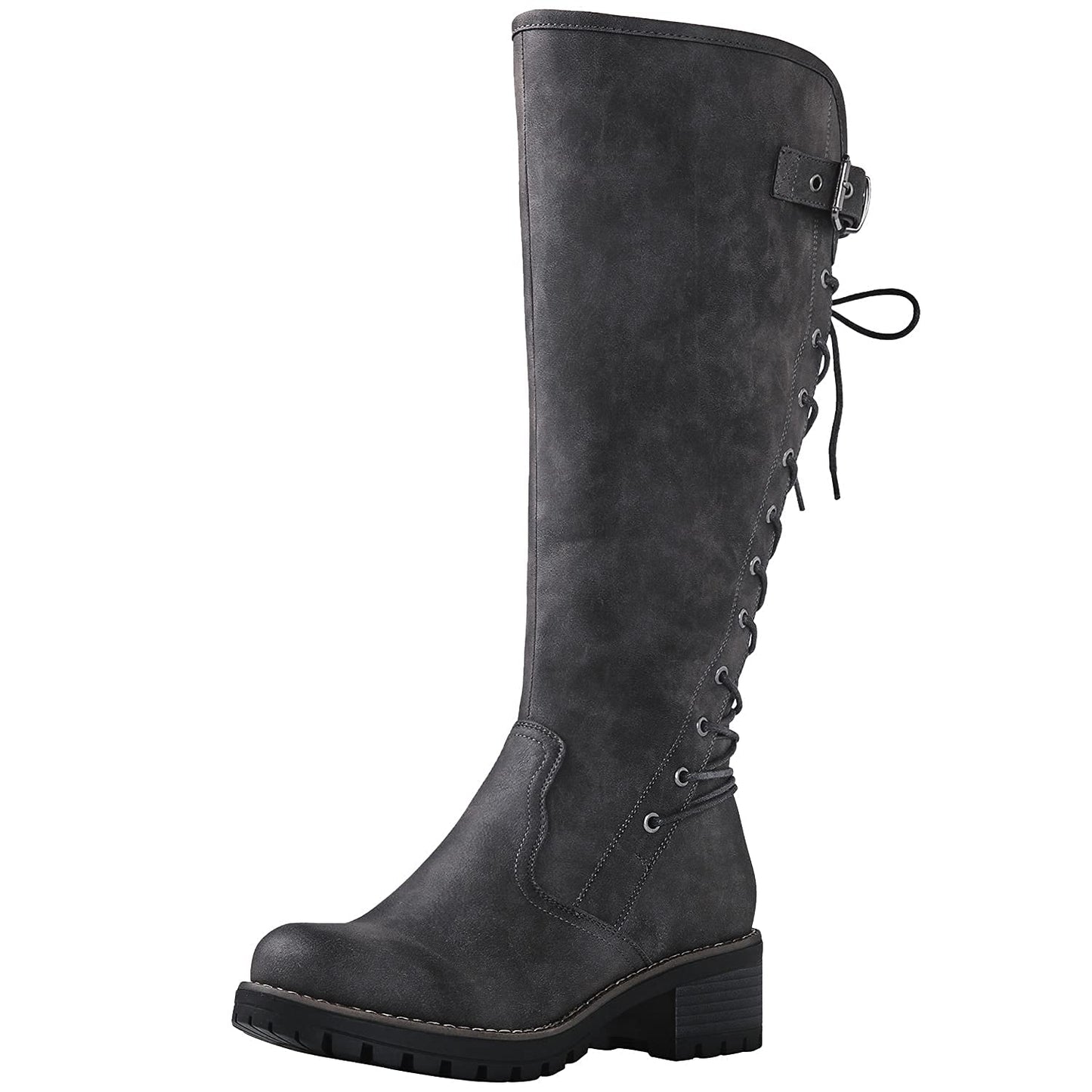 GLOBALWIN Women's Lace Up Back Knee High Fashion Boots
