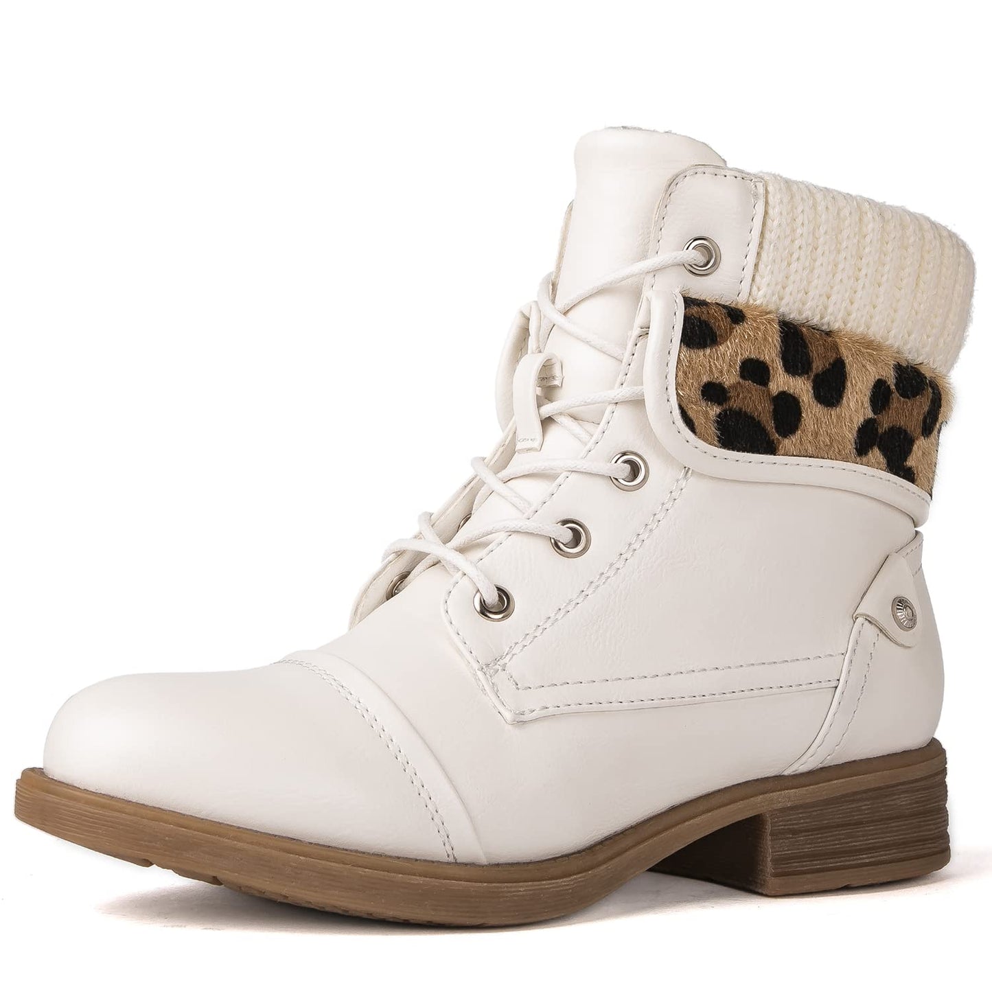 GLOBALWIN Women's Combat Boots Dressy Lace Up Ankle Boots For Women Low Heel