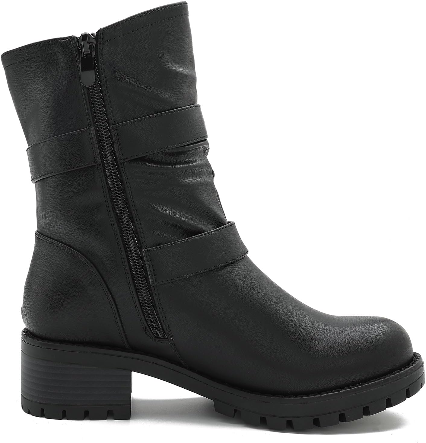 GLOBALWIN Fashion Ankle Boots For Women Women's Biker Boots Low Heel Motorcycle Boots