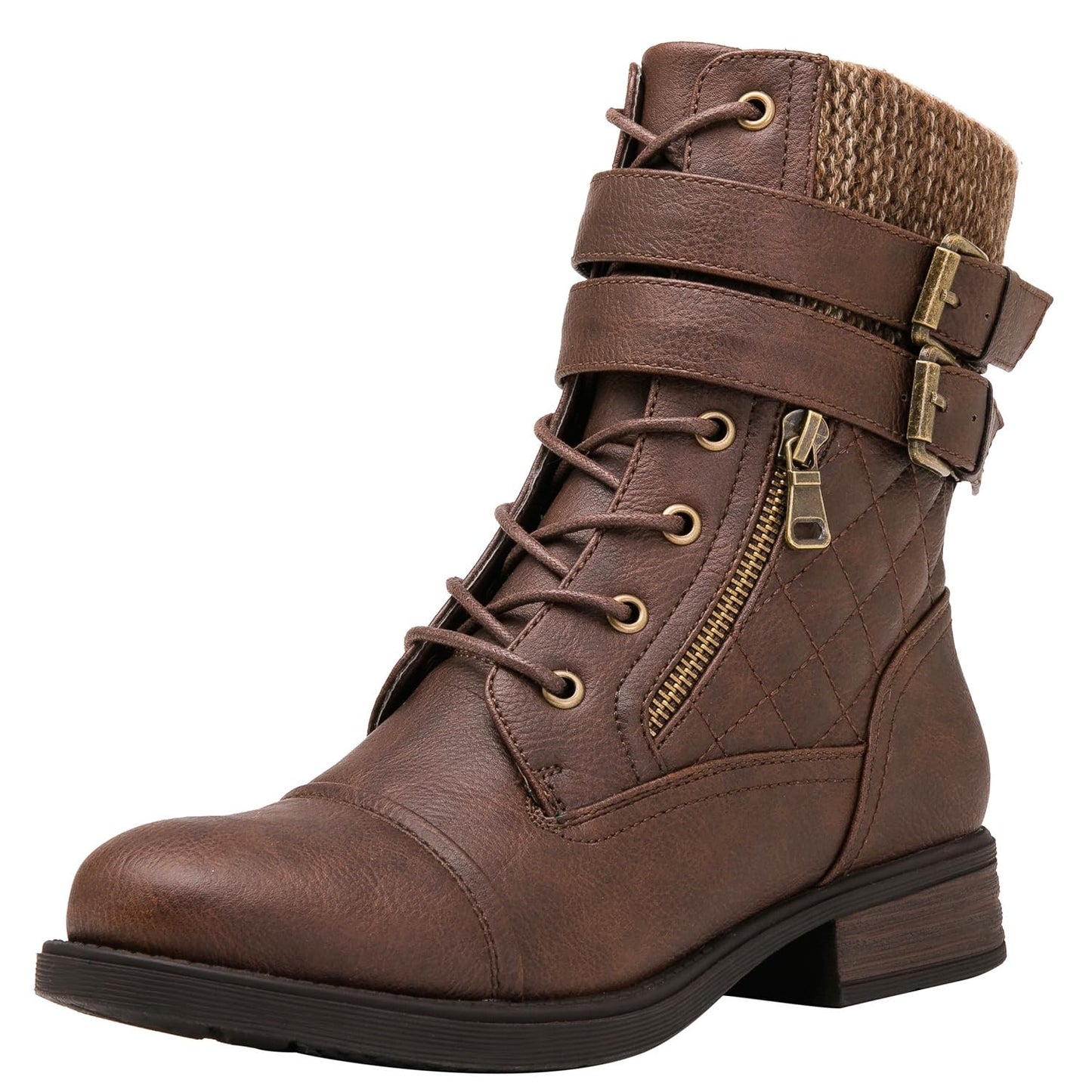 GLOBALWIN 1903 Women's Fashion Low Heels Lace Up Ankle Boots Combat Boots For Women