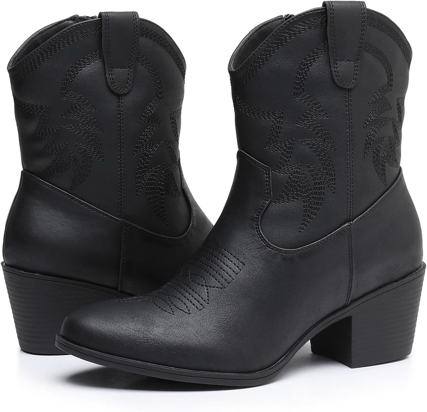 GLOBALWIN Women's Mid Calf The Western Cowboy Boots Fashion Cowgirl Boots For Women Low Heel