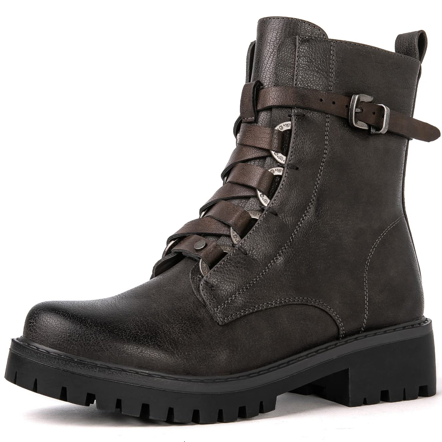 GLOBALWIN Women's Combat Boots Lace Up Boots For Women Ankle Booties For Women Low Heel