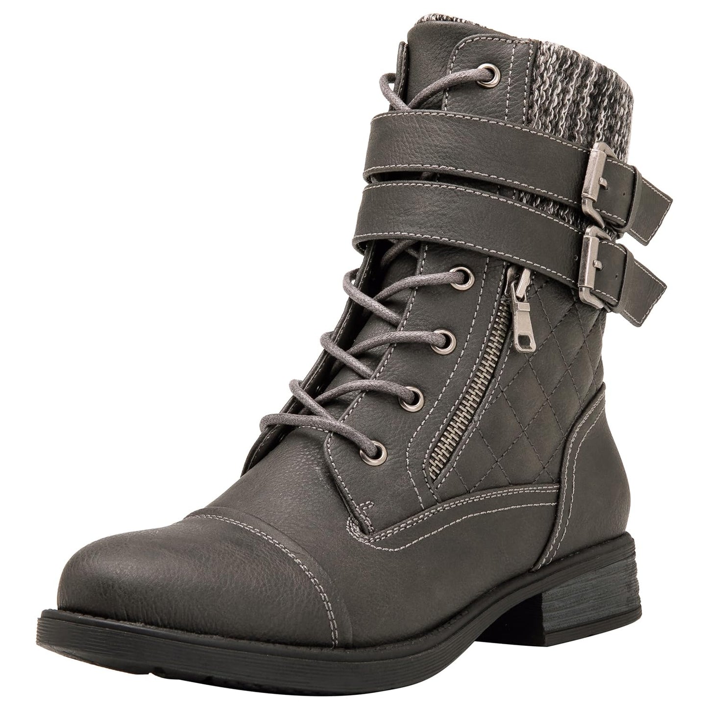 GLOBALWIN 1903 Women's Fashion Low Heels Lace Up Ankle Boots Combat Boots For Women