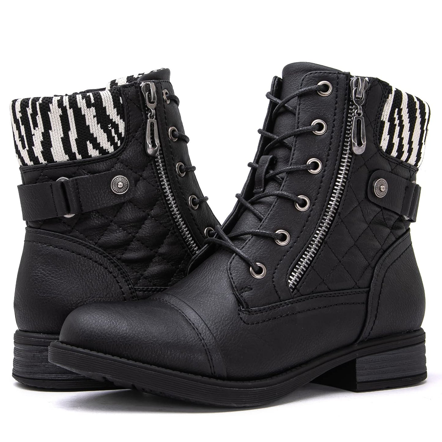 GLOBALWIN Women's Ankle Booties Fashion Combat Boots Fall Boots For Women Comfortable Low Heel