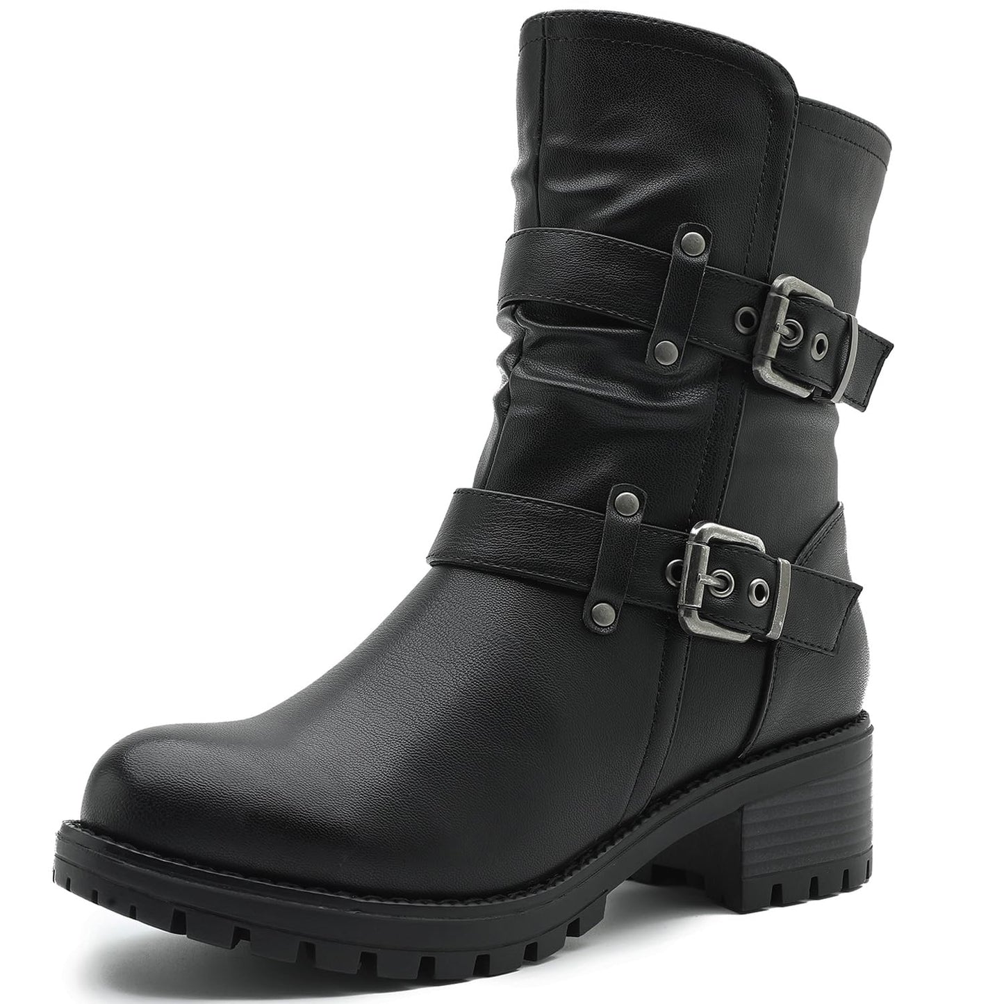 GLOBALWIN Fashion Ankle Boots For Women Women's Biker Boots Low Heel Motorcycle Boots