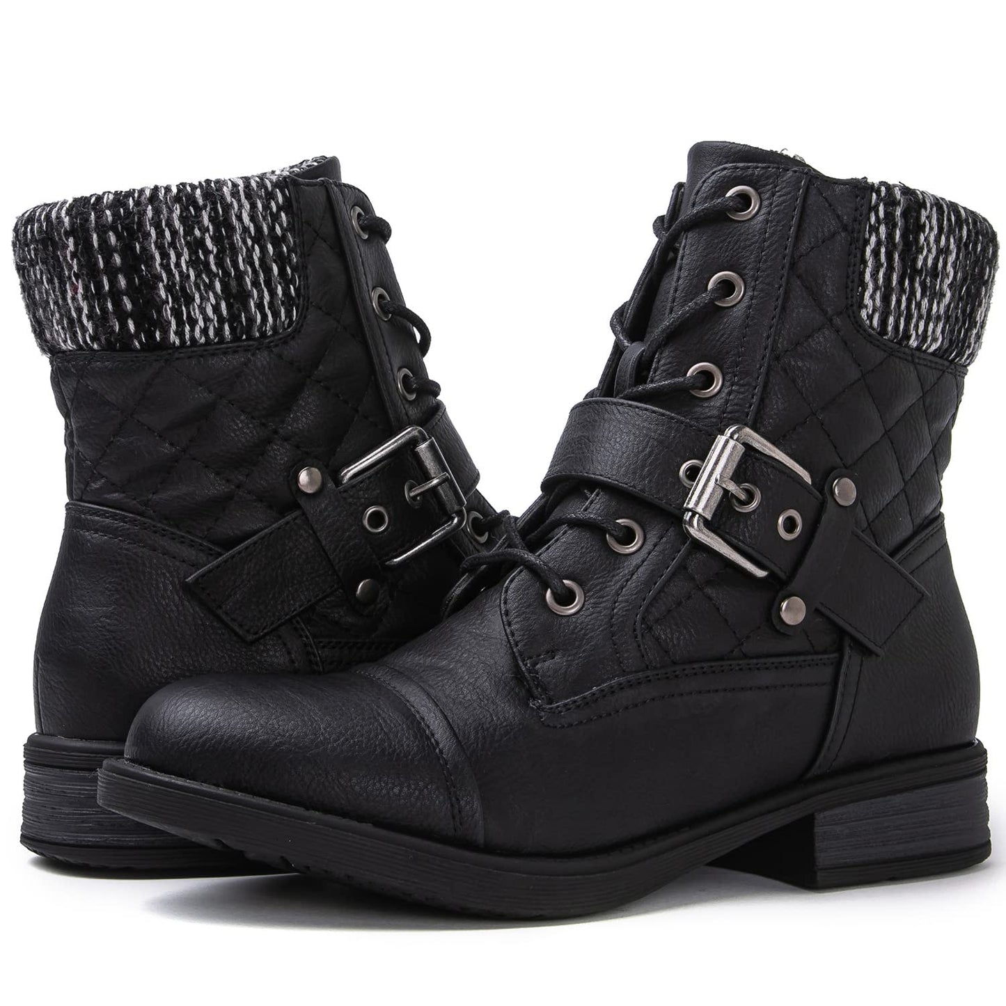 GLOBALWIN Women's Ankle Booties Fashion Combat Boots