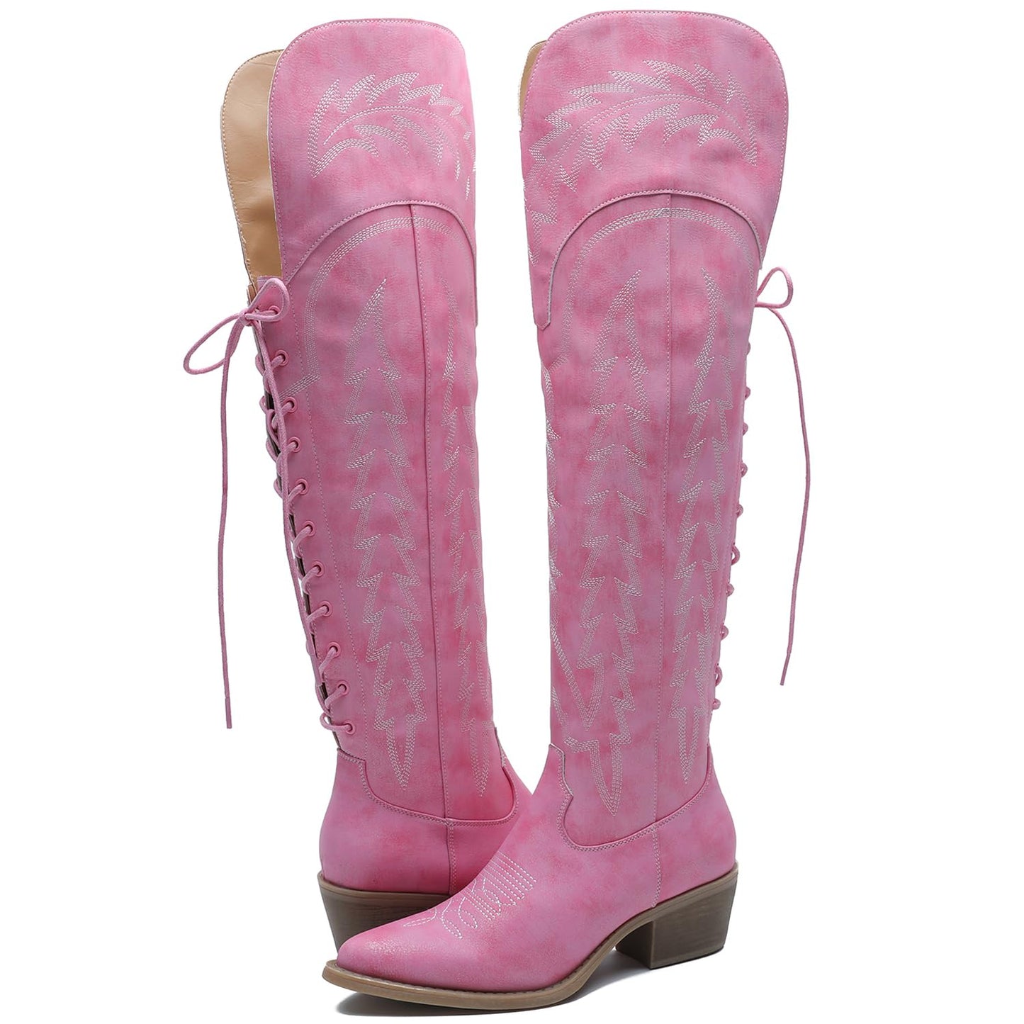 GLOBALWIN Women's Cowboy Western Fashion Over The Knee Thigh High Cowgirl Boots Low Heel