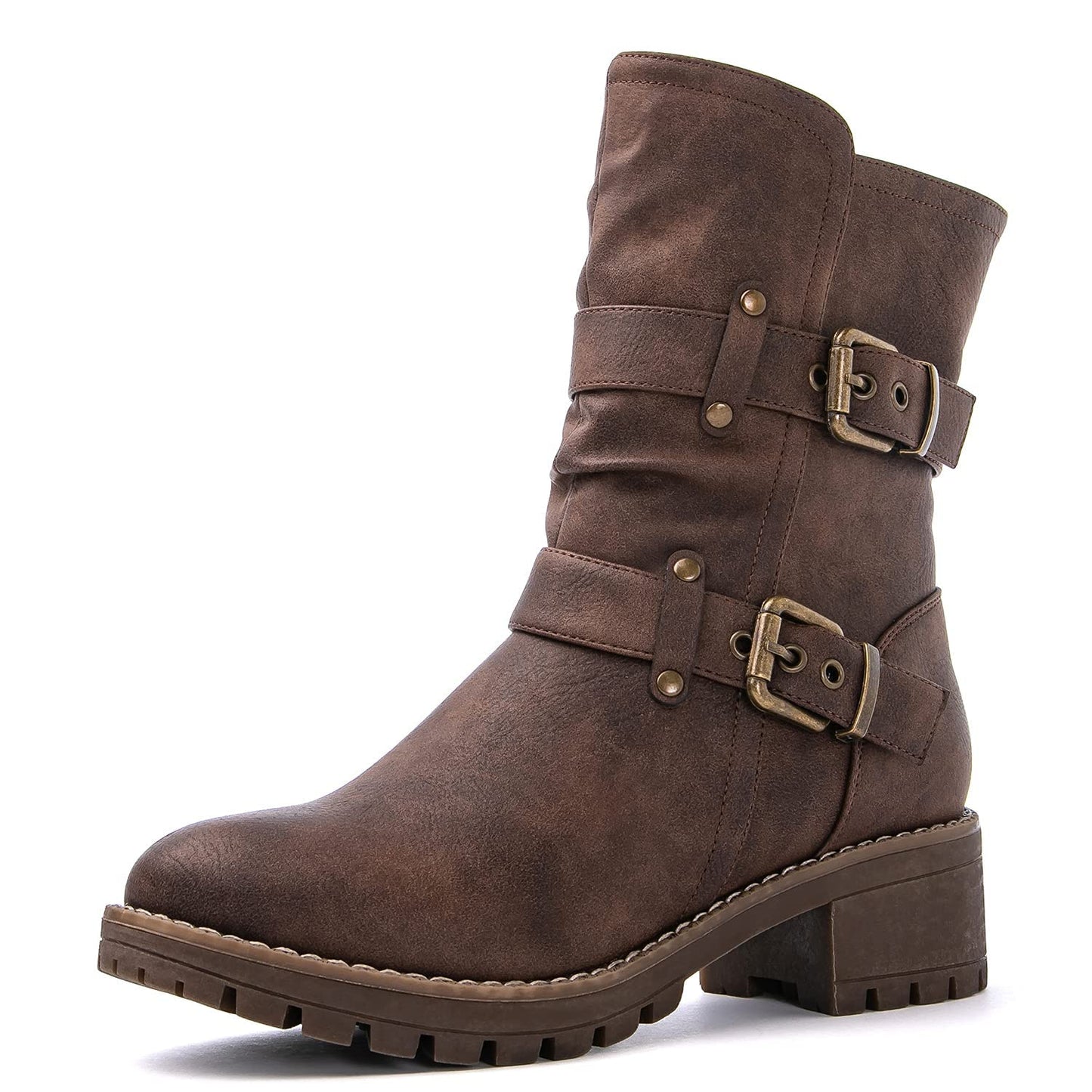 GLOBALWIN Fashion Ankle Boots For Women Women's Biker Boots Low Heel Motorcycle Boots