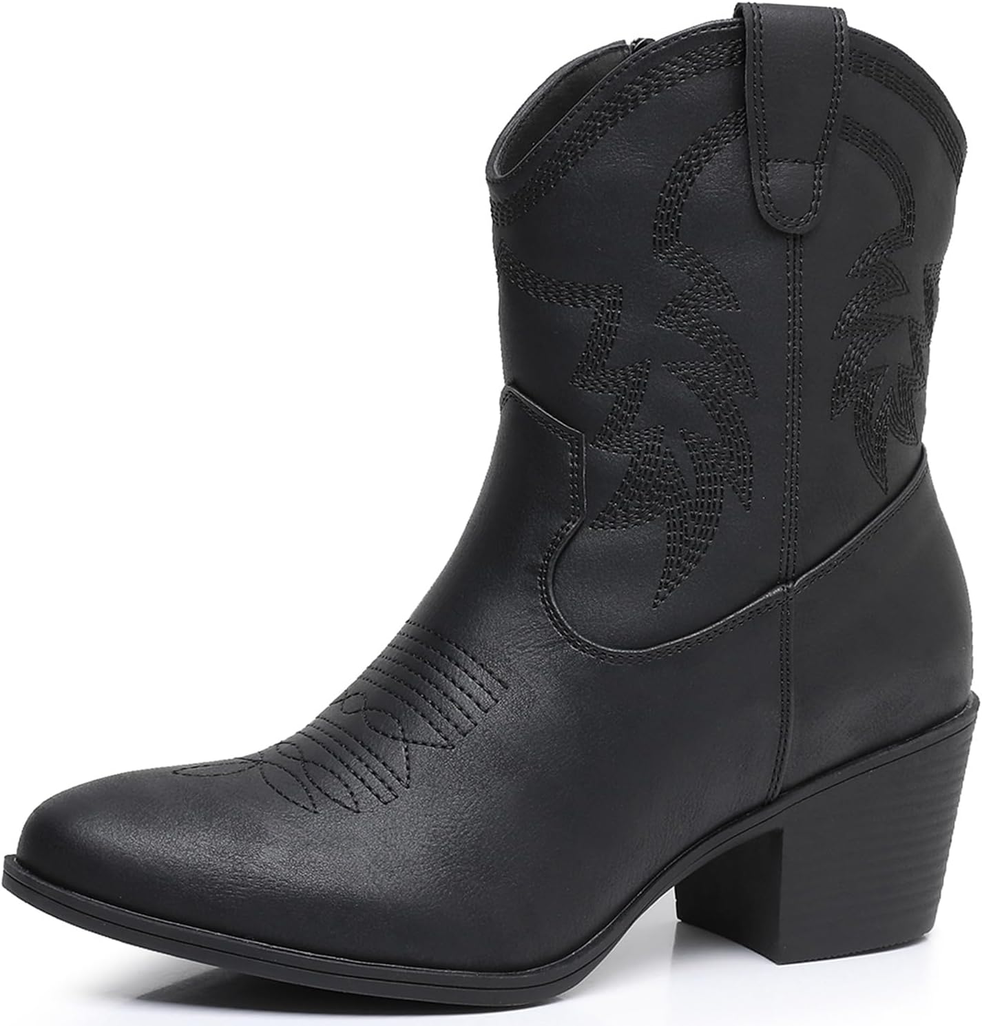 GLOBALWIN Women's Mid Calf The Western Cowboy Boots Fashion Cowgirl Boots For Women Low Heel