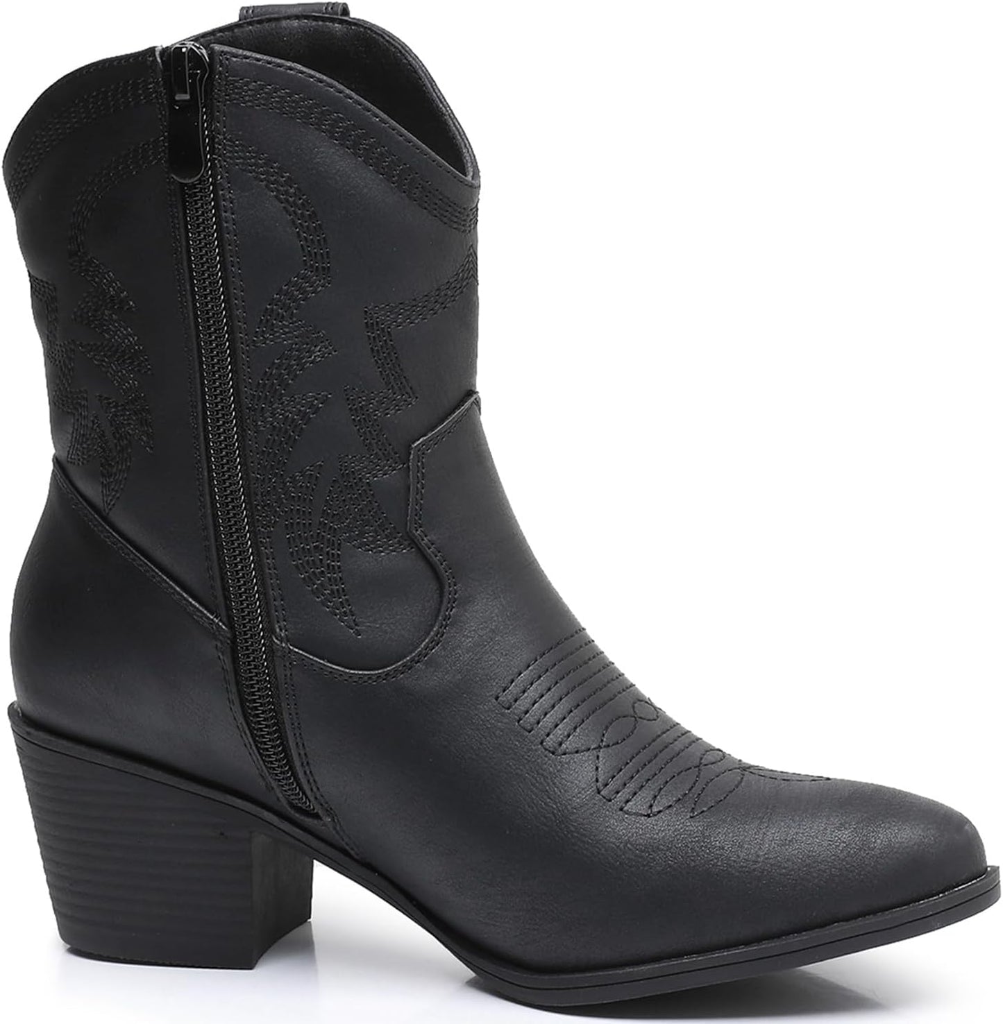GLOBALWIN Women's Mid Calf The Western Cowboy Boots Fashion Cowgirl Boots For Women Low Heel