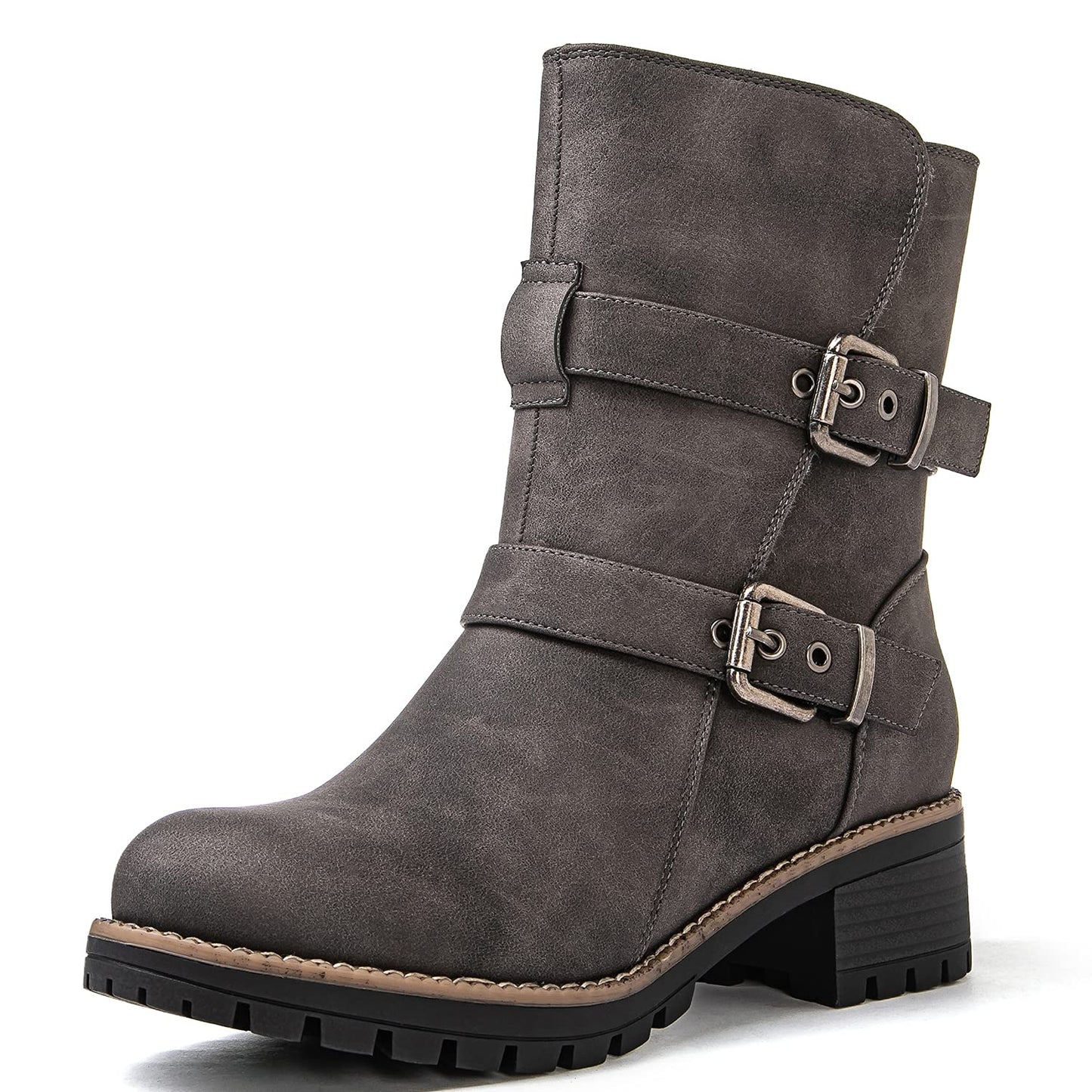 GLOBALWIN Women's Fur Booties Fashion Combat Ankle Boots For Women