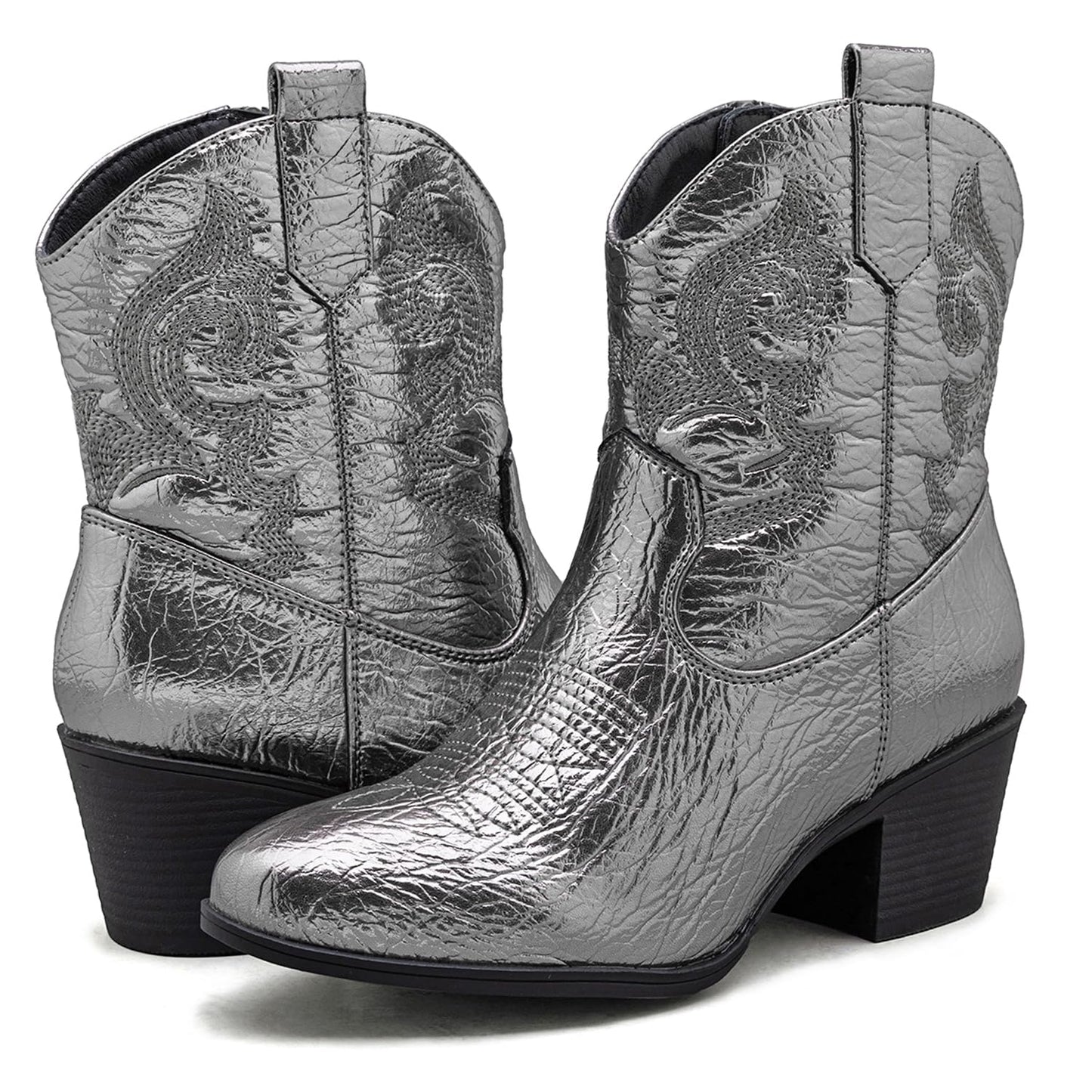 GLOBALWIN Women's The Western Wear Fashion Cowboy Cowgirl Free Birds Country Concert Disco Outfits Low Heel Walking Boots For Ladies