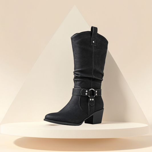 GLOBALWIN Women's Knee High Cowgirl Boots Fashion Dressy Cowboy Boots For Women