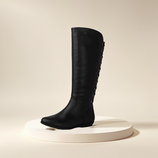 GLOBALWIN Women's Knee-High Fashion Boots Wide Calf Flat Dressy Fall Winter Fashion Boots For Women