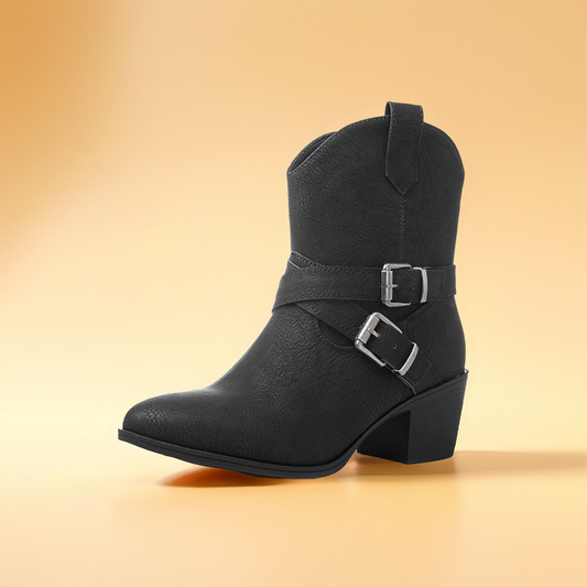 GLOBALWIN Women's Mid Calf Western Cowboy Boots Comfortable Cowgirl Boots for Women With Zipper Chunky Low Heel