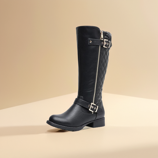 GLOBALWIN Women's Quilted Knee-High Fashion Dressy Riding Boots