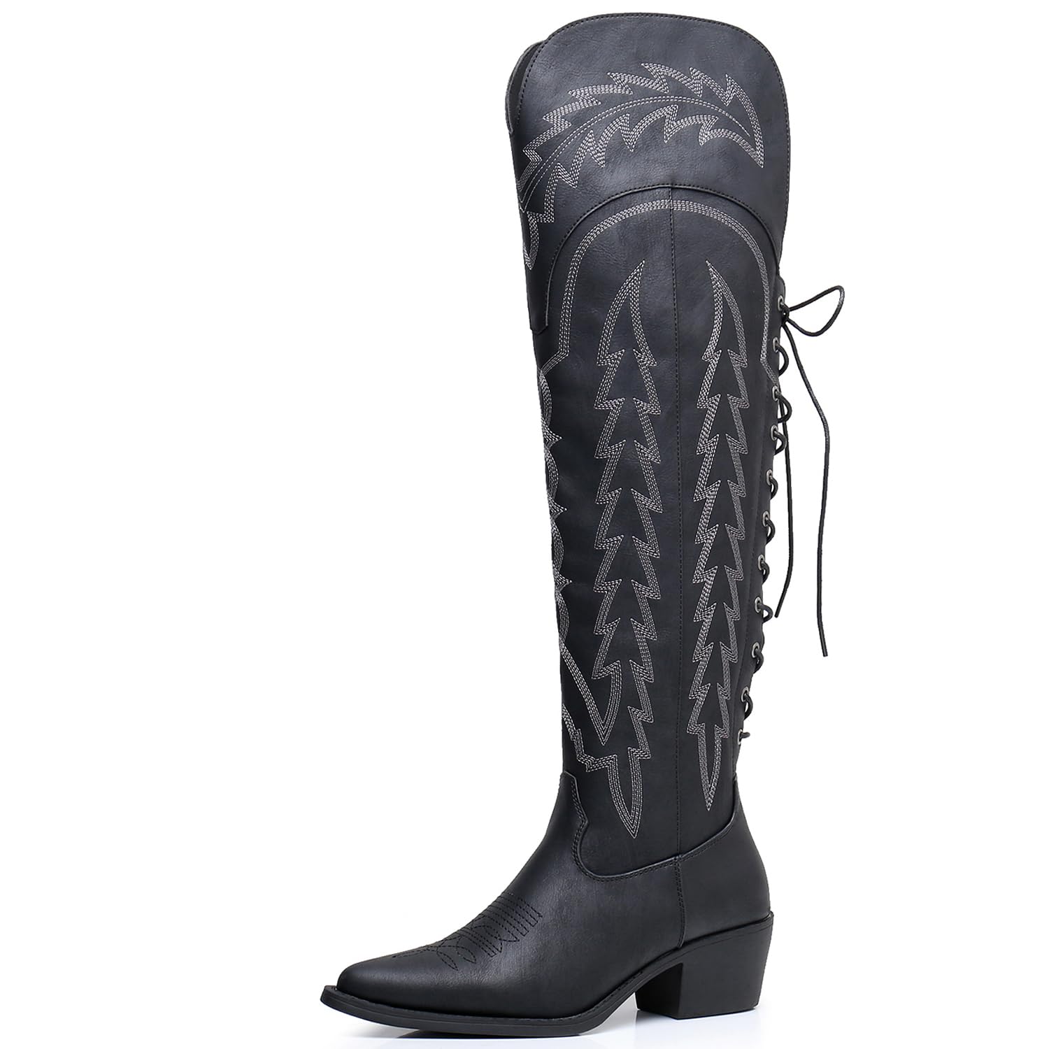 GLOBALWIN Women's Cowboy Western Fashion Over The Knee Thigh High Cowgirl Boots Low Heel