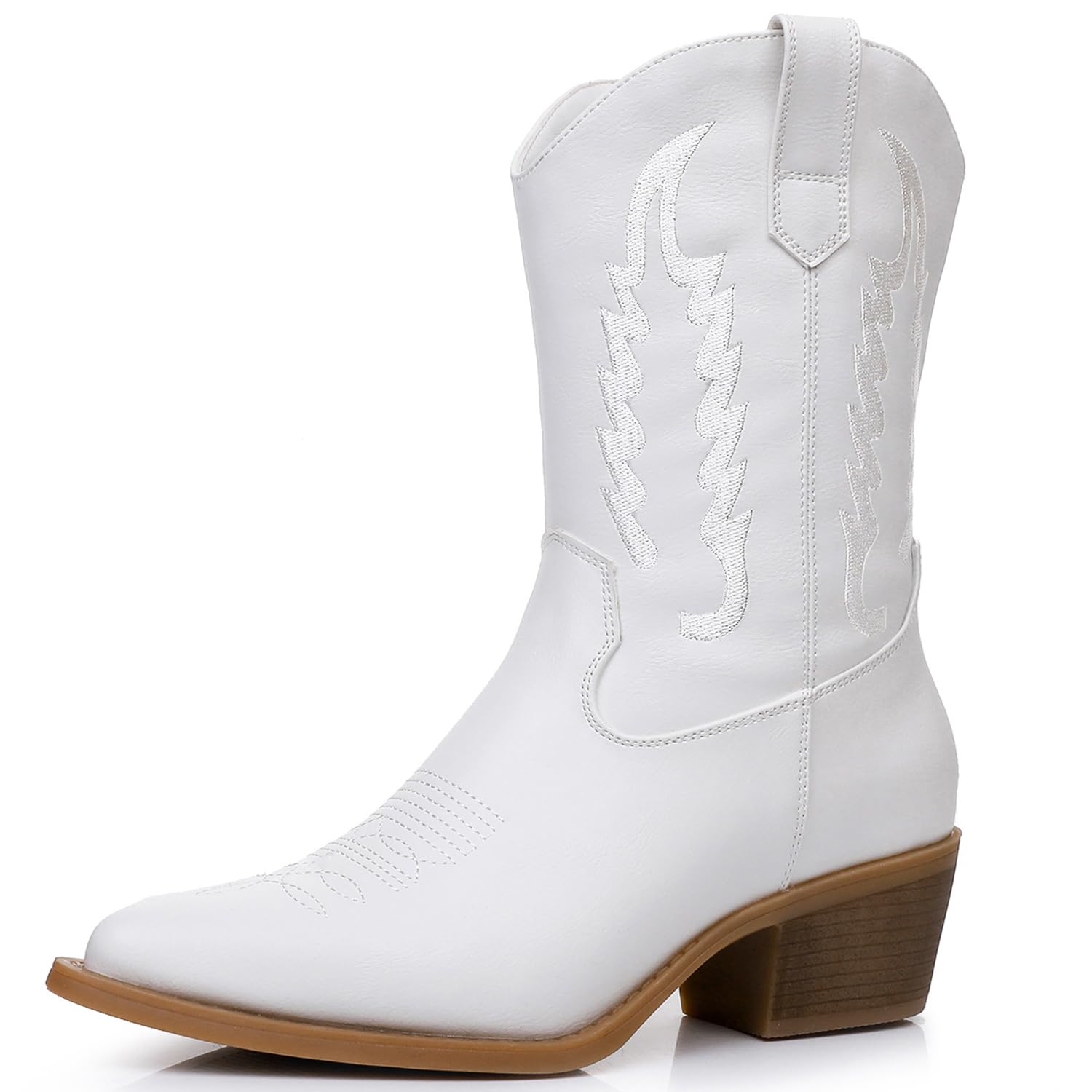 GLOBALWIN Women's Cowgirl Boots Mid Calf Western Cowboy Boots For Women Comfortable Low Heel With Zipper
