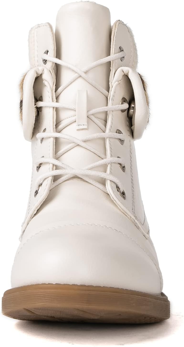 GLOBALWIN Women's Combat Boots Dressy Lace Up Ankle Boots For Women Low Heel