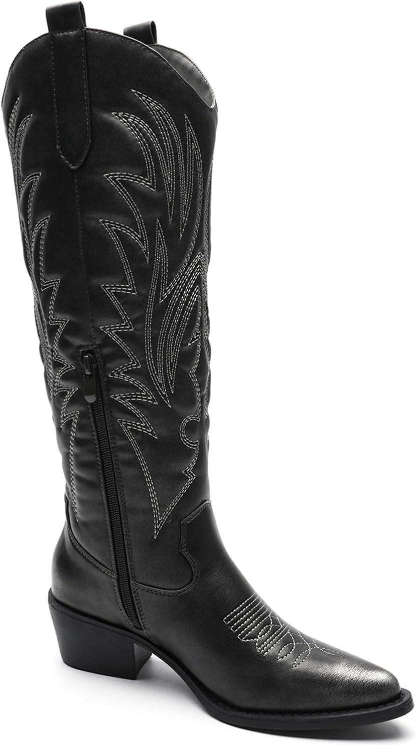 GLOBALWIN Women's The Western Cowboy Cowgirl Embroidered Knee High Boots