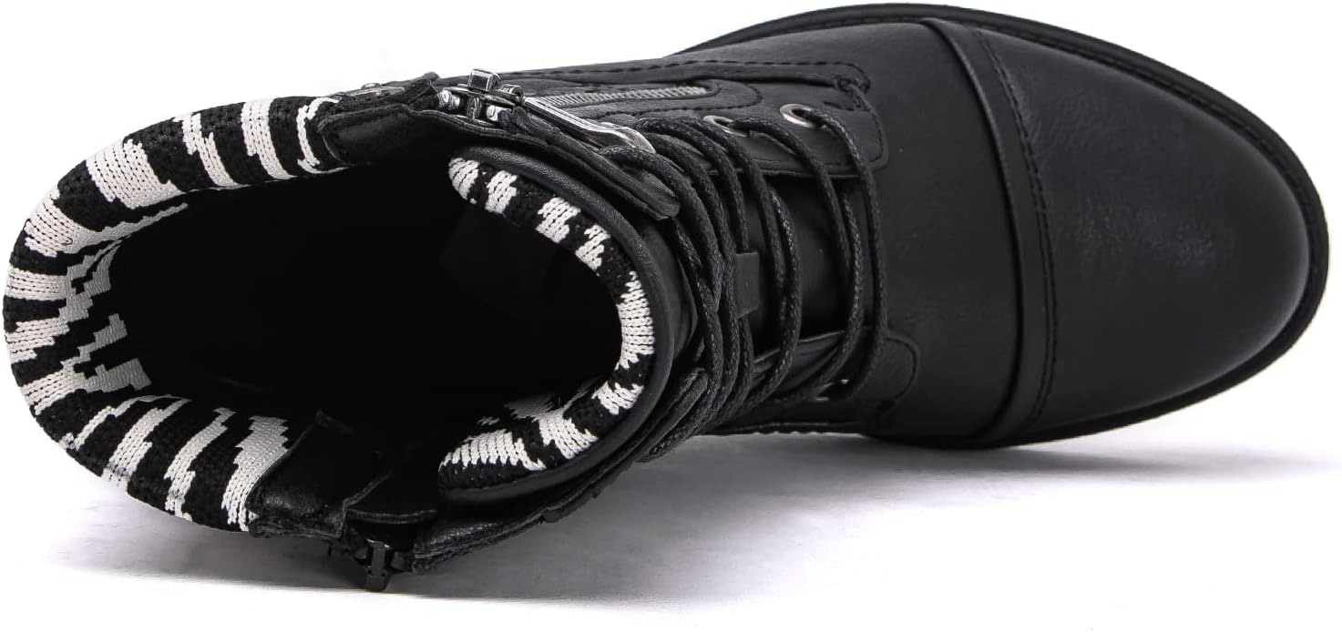 GLOBALWIN Women's Ankle Booties Fashion Combat Boots Fall Boots For Women Comfortable Low Heel