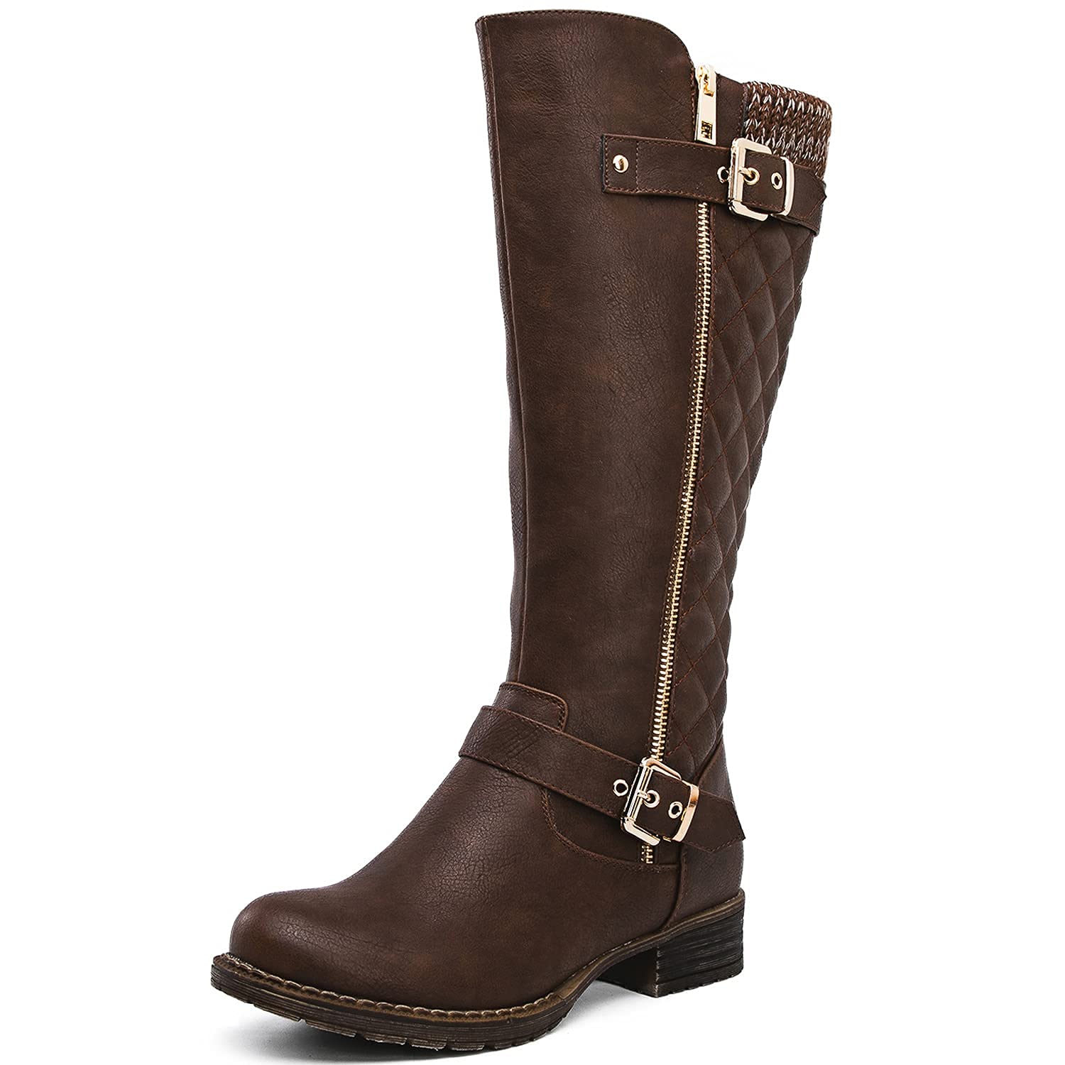 GLOBALWIN Women's Quilted Knee-High Fashion Dressy Riding Boots