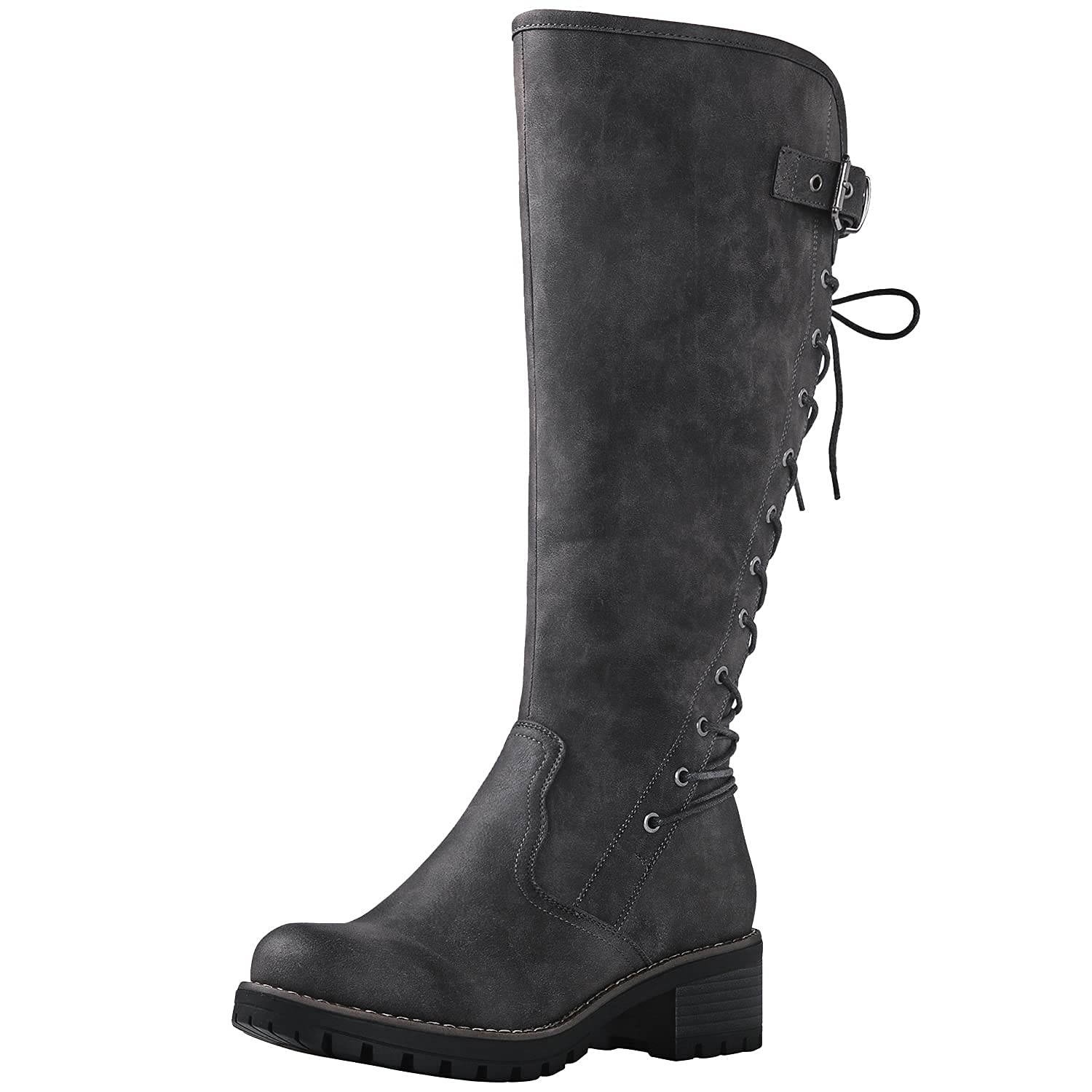 GLOBALWIN Women's Lace Up Back Knee High Fashion Boots