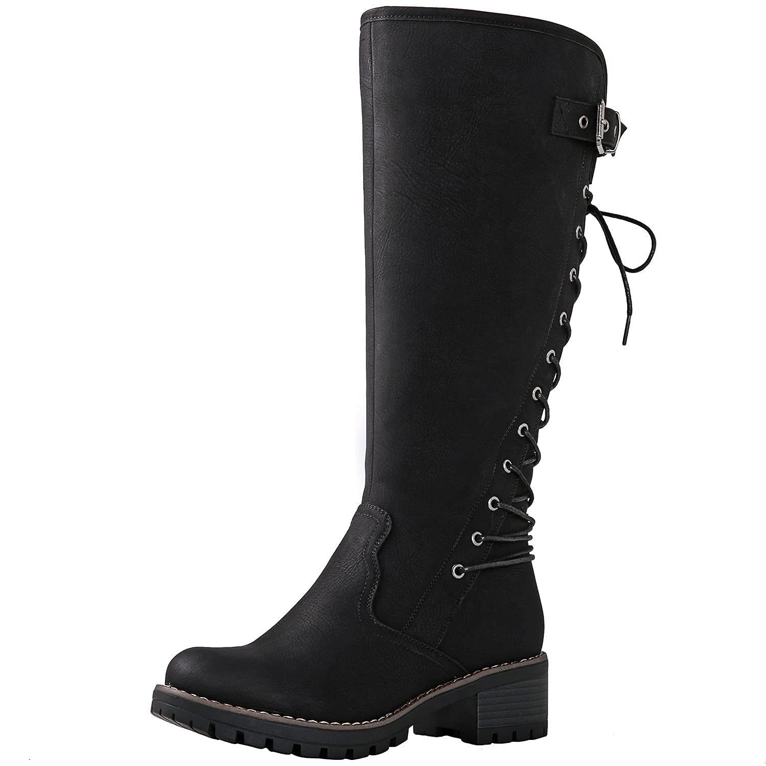 GLOBALWIN Women's Lace Up Back Knee High Fashion Boots
