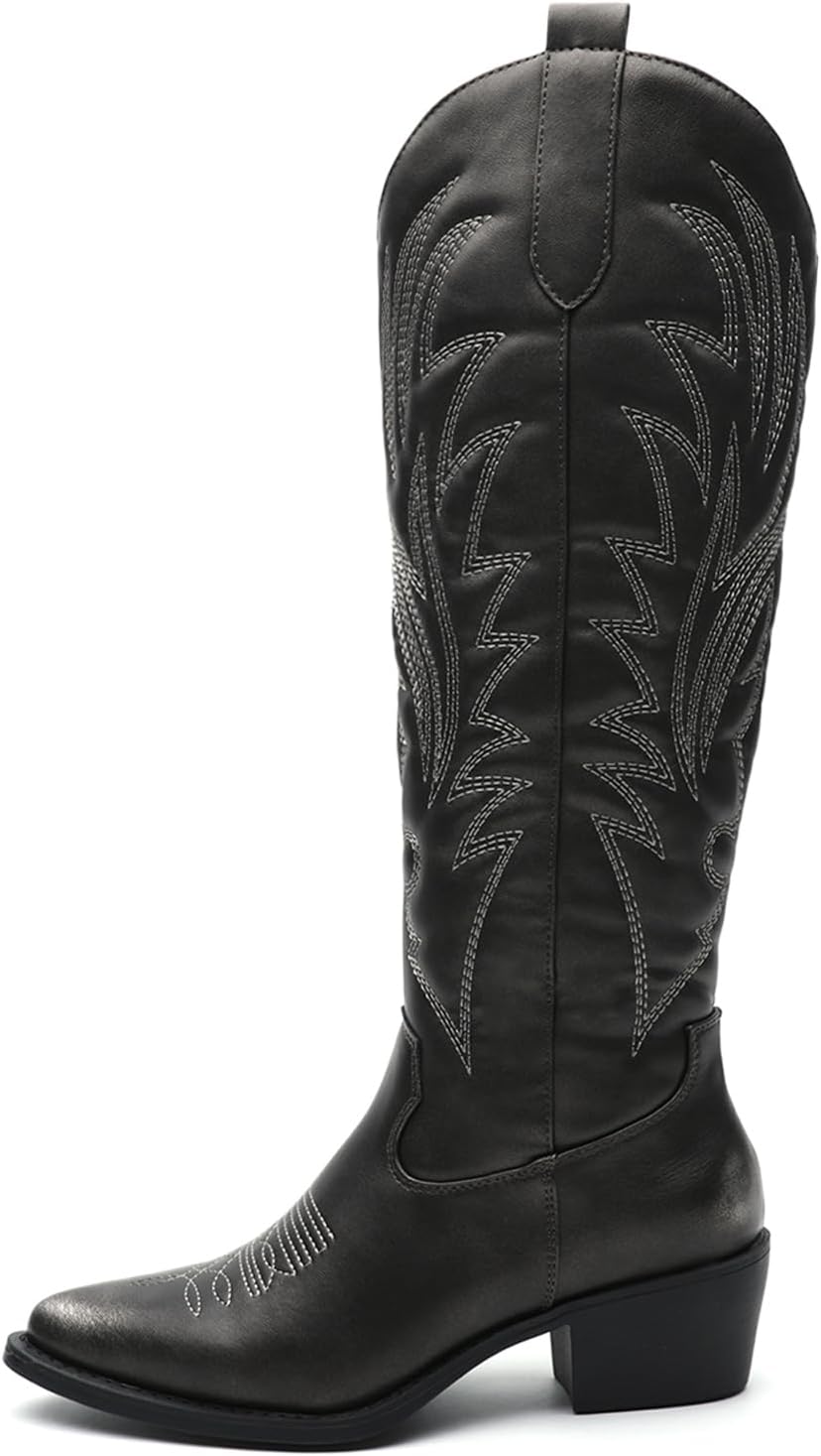 GLOBALWIN Women's The Western Cowboy Cowgirl Embroidered Knee High Boots