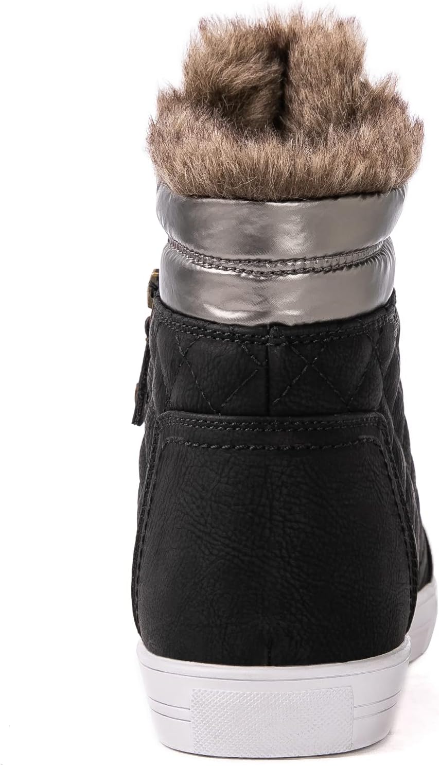GLOBALWIN Women’s Platform Wedge Sneakers Outdoor Anti-Slip Winter Snow Hiking Furry Ankle Boots for Women