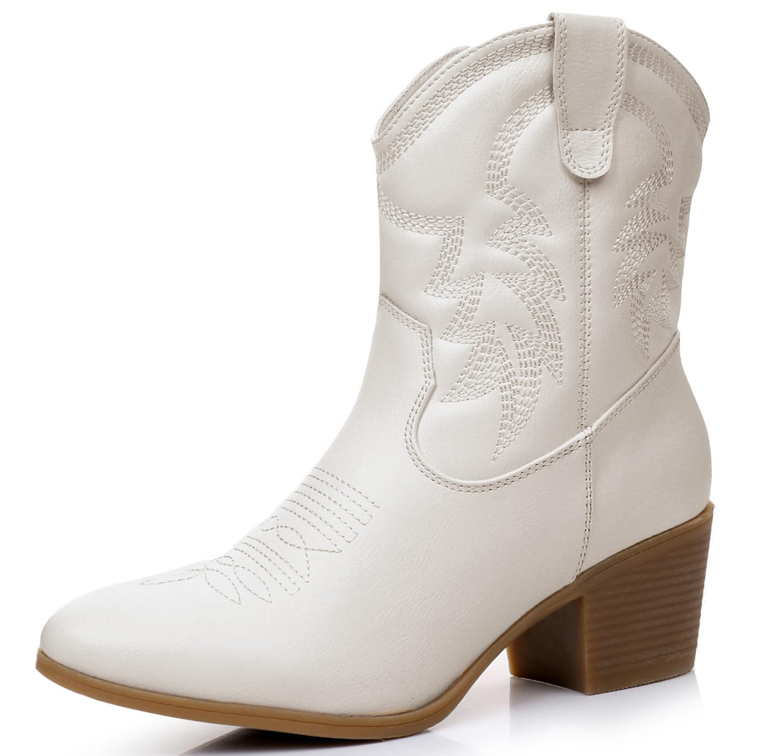 GLOBALWIN Women's Mid Calf The Western Cowboy Boots Fashion Cowgirl Boots For Women Low Heel
