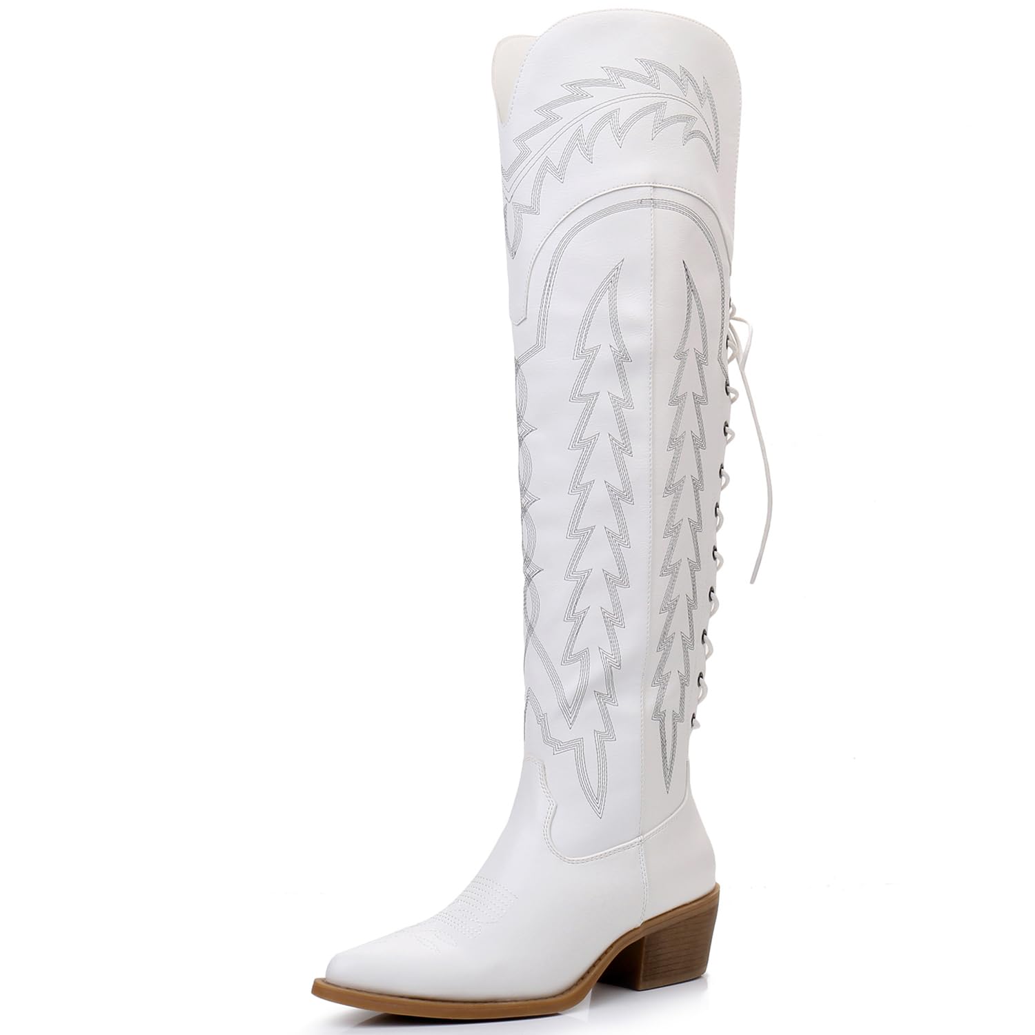 GLOBALWIN Women's Cowboy Western Fashion Over The Knee Thigh High Cowgirl Boots Low Heel