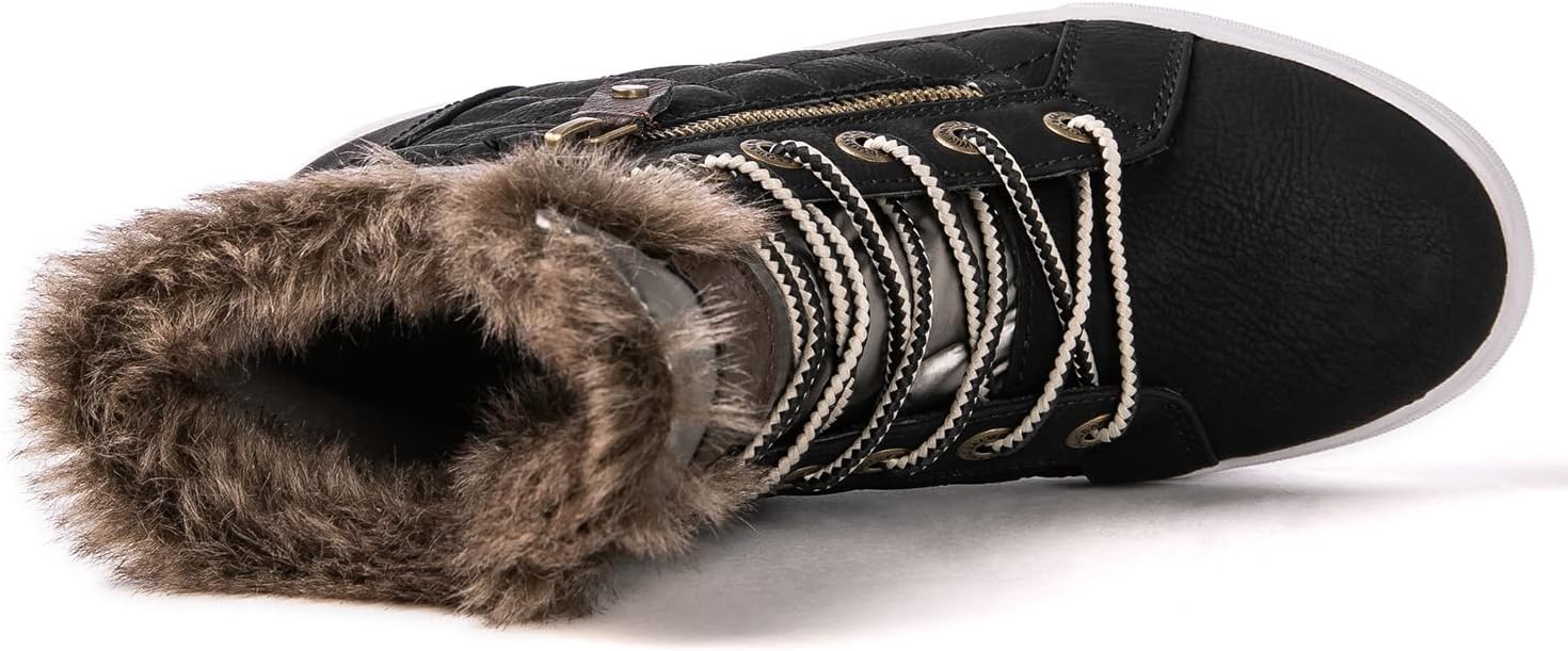 GLOBALWIN Women’s Platform Wedge Sneakers Outdoor Anti-Slip Winter Snow Hiking Furry Ankle Boots for Women