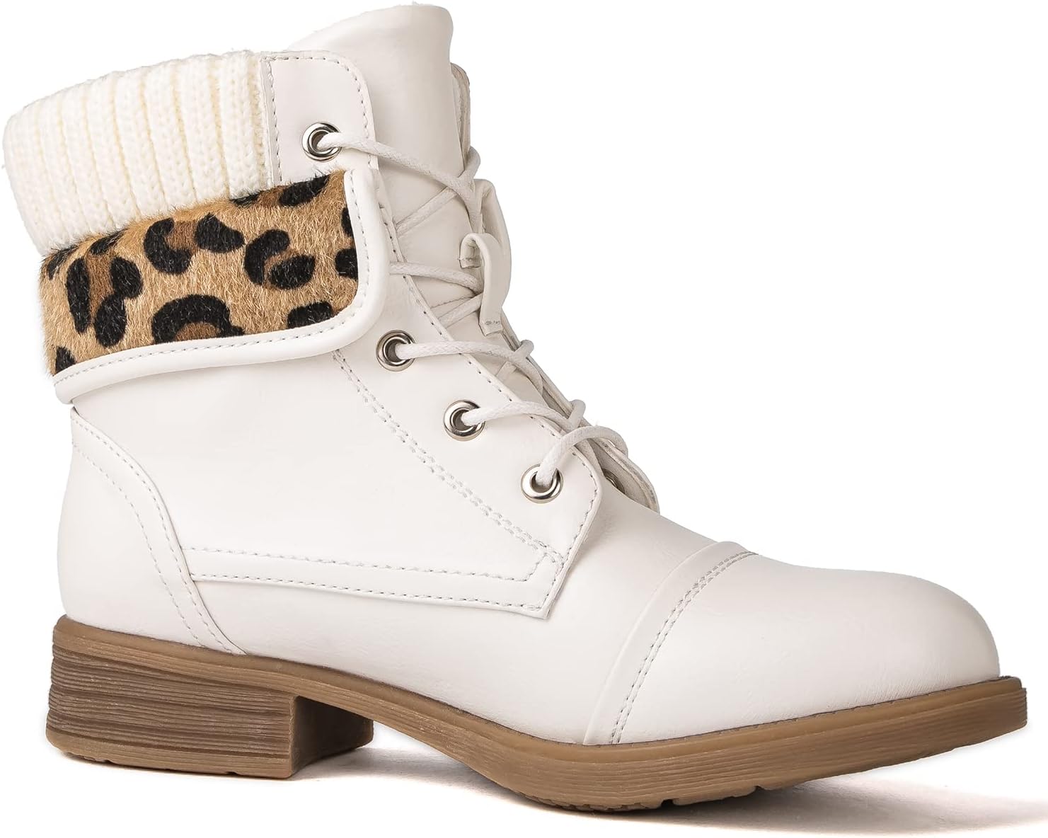GLOBALWIN Women's Combat Boots Dressy Lace Up Ankle Boots For Women Low Heel