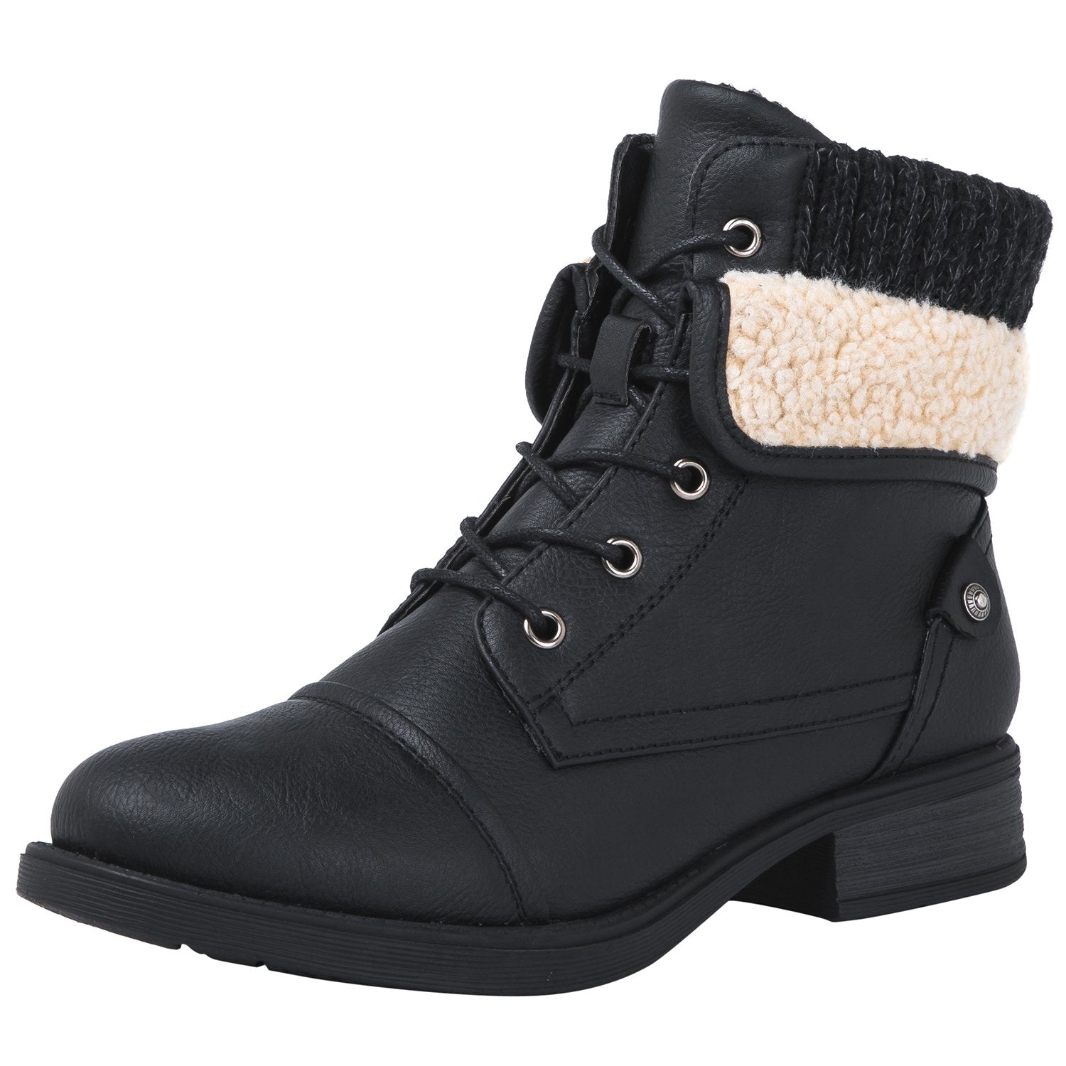 GLOBALWIN Women's Combat Boots Dressy Lace Up Ankle Boots For Women Low Heel
