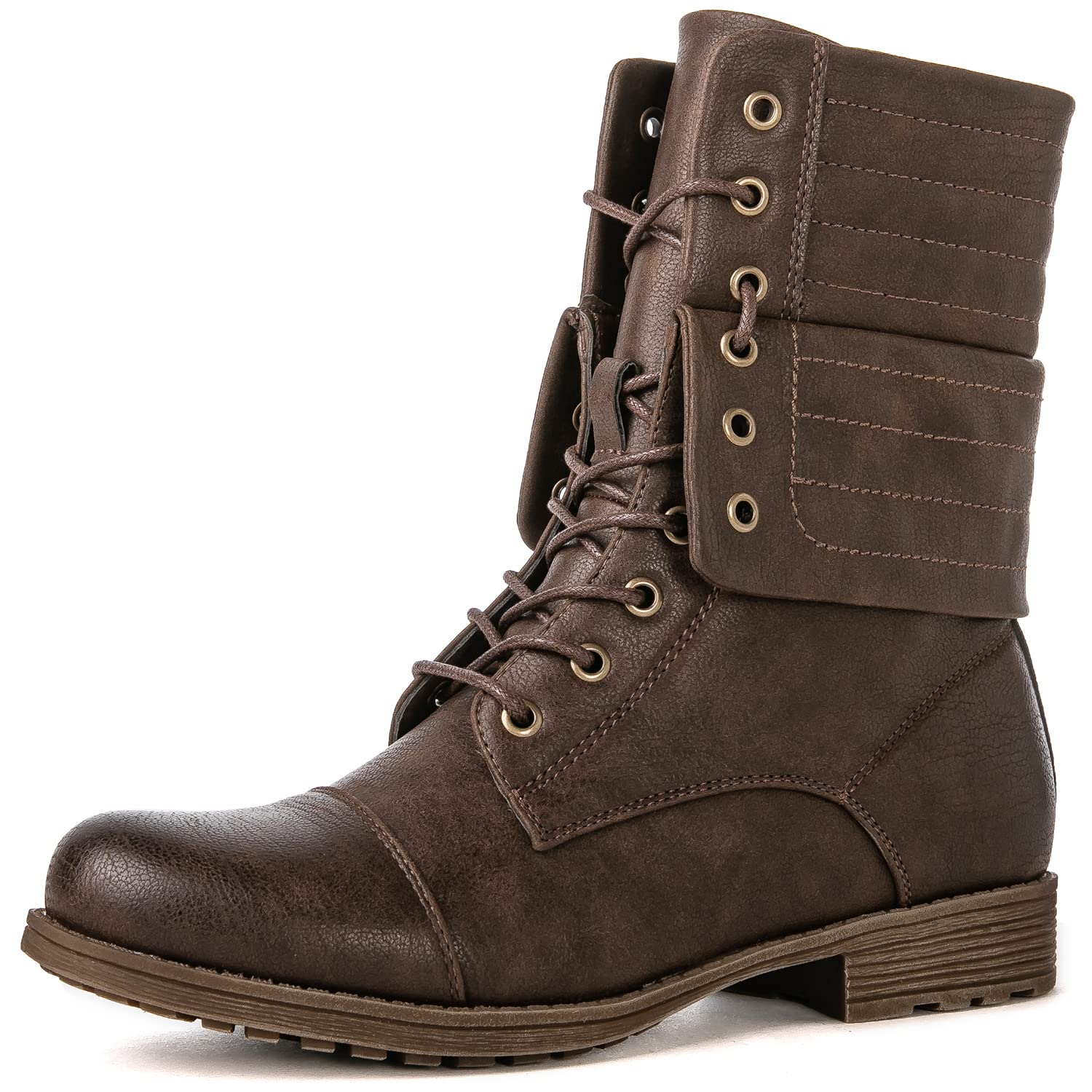 GLOBALWIN Women's Fashion Low Heels Lace Up Ankle Boots