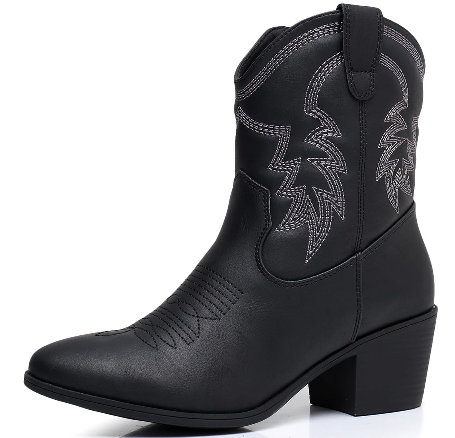 GLOBALWIN Women's Mid Calf The Western Cowboy Boots Fashion Cowgirl Boots For Women Low Heel