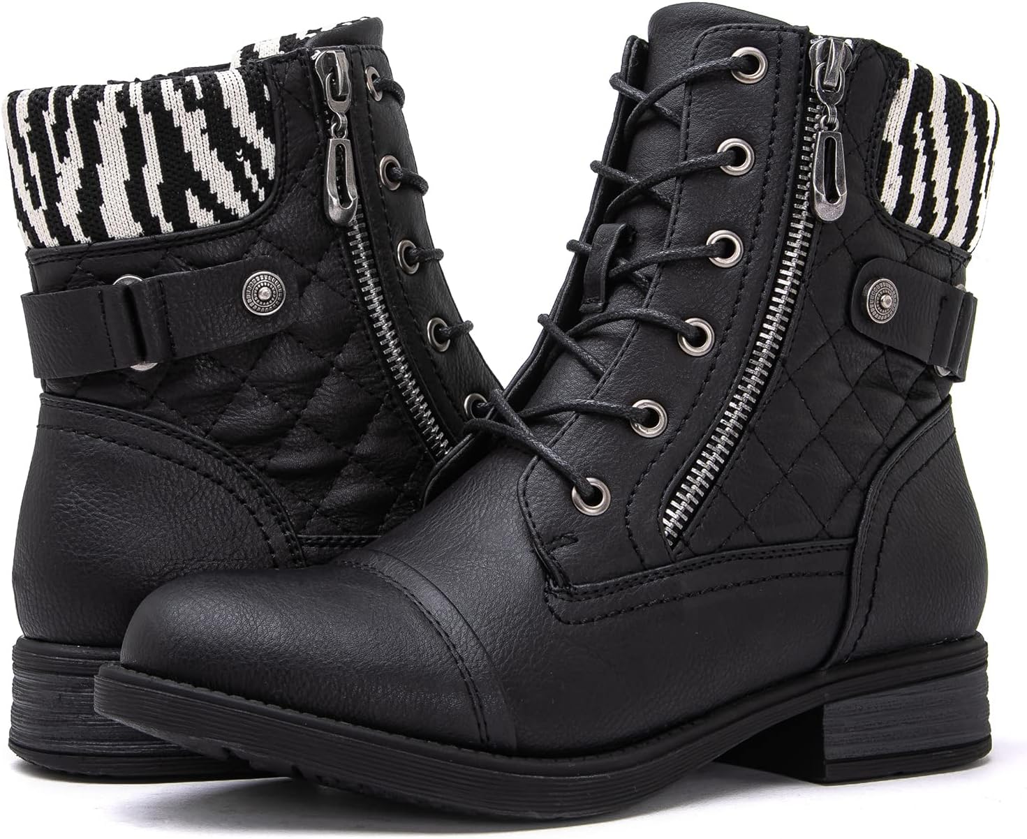 GLOBALWIN Women's Ankle Booties Fashion Combat Boots Fall Boots For Women Comfortable Low Heel
