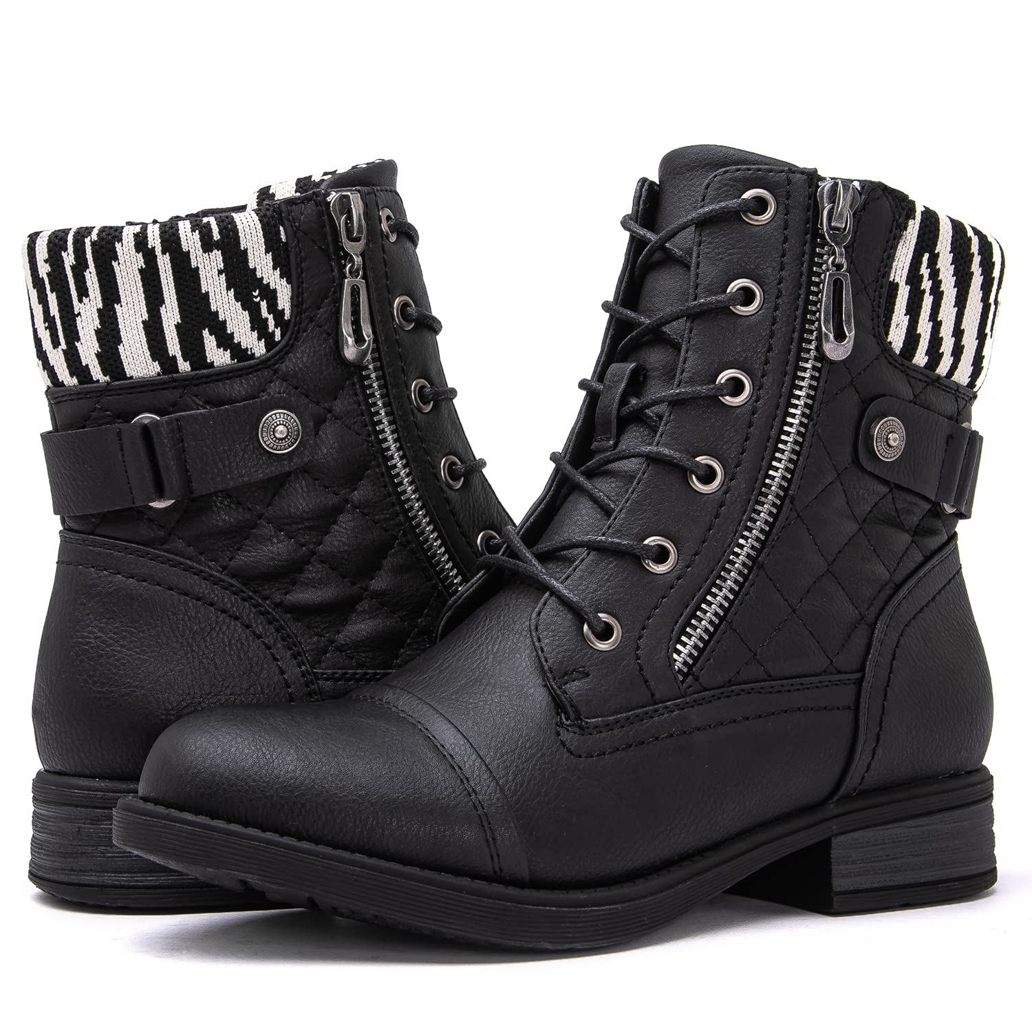 GLOBALWIN Women's Ankle Booties Fashion Combat Boots Fall Boots For Women Comfortable Low Heel