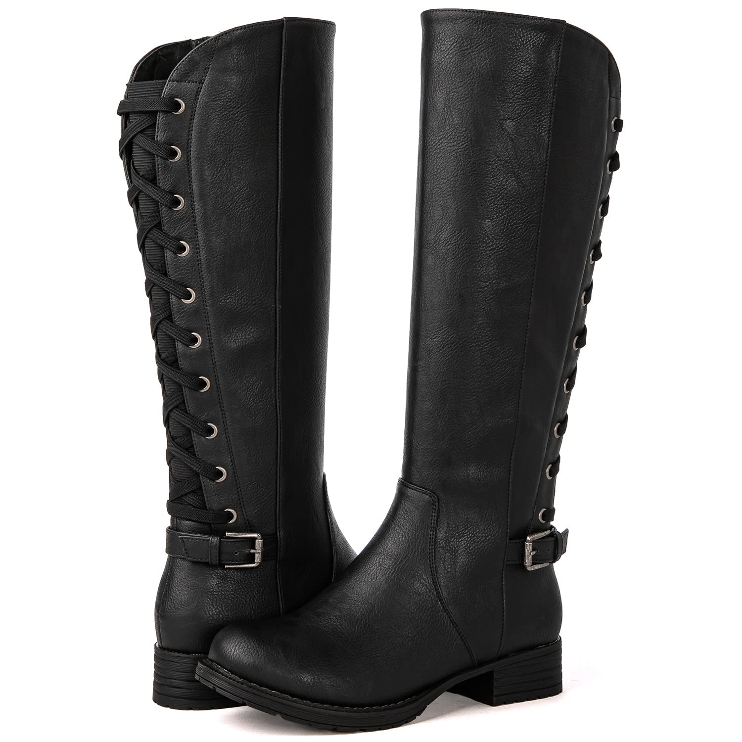 GLOBALWIN Women's Quilted Knee High Fashion Boots Strappy Boots For Women