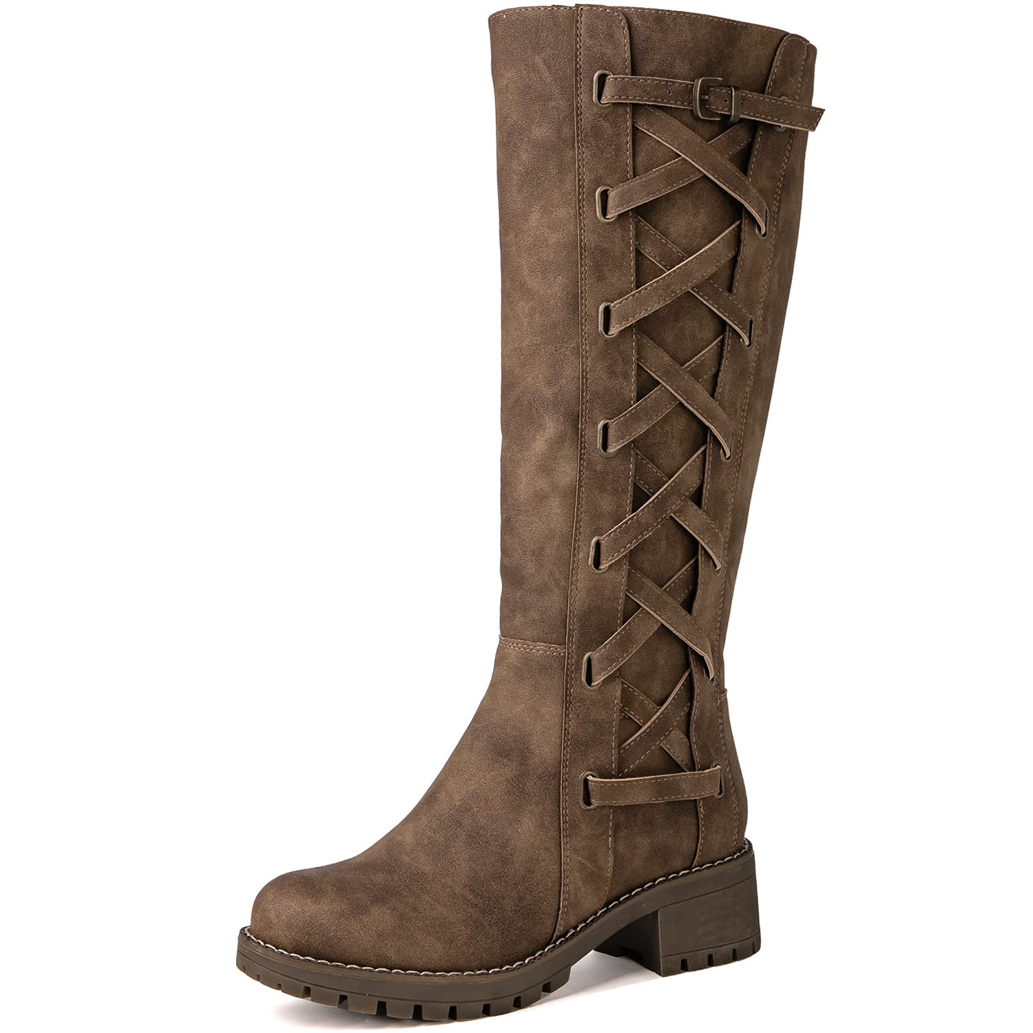 GLOBALWIN Women's Boots Back Lace Up Fall Winter Fashion Knee High Boots For Women