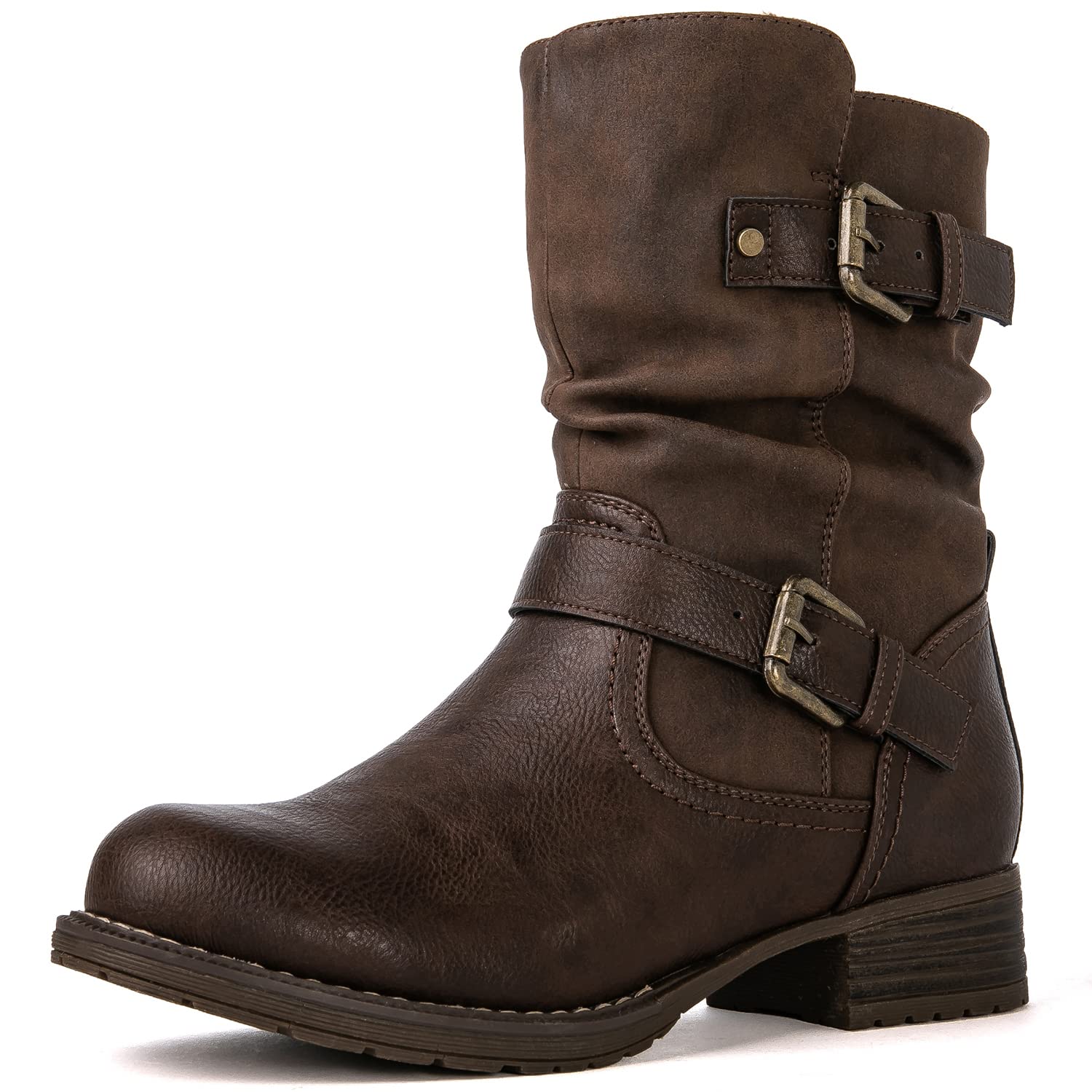 GLOBALWIN Women's Fur Booties Fashion Combat Ankle Boots For Women