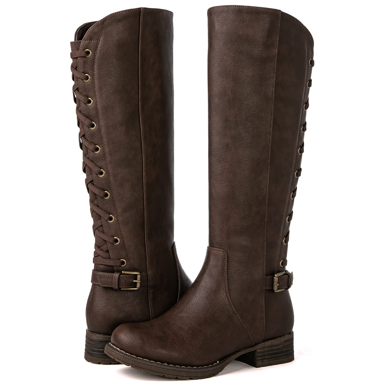 GLOBALWIN Women's Quilted Knee High Fashion Boots Strappy Boots For Women