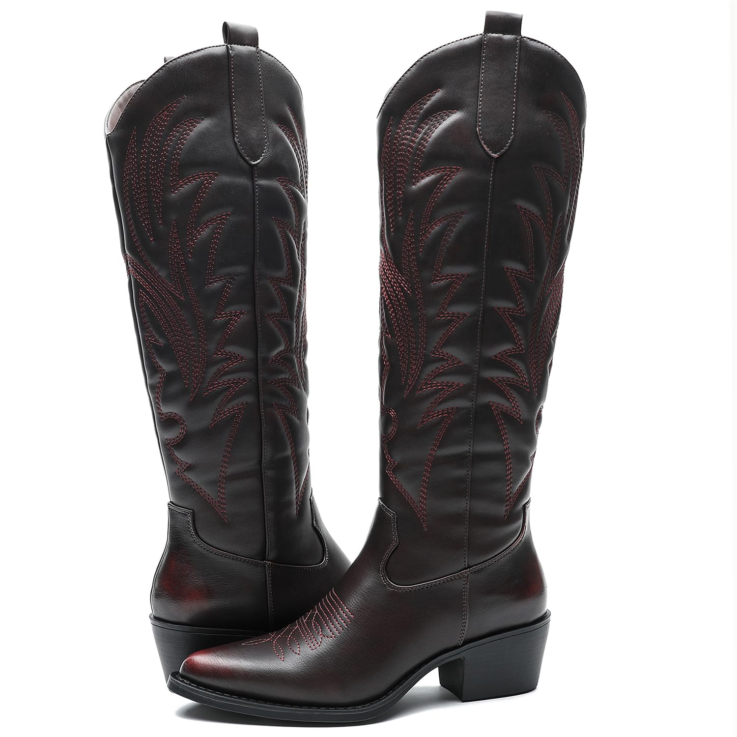 GLOBALWIN Women's The Western Cowboy Cowgirl Embroidered Knee High Boots