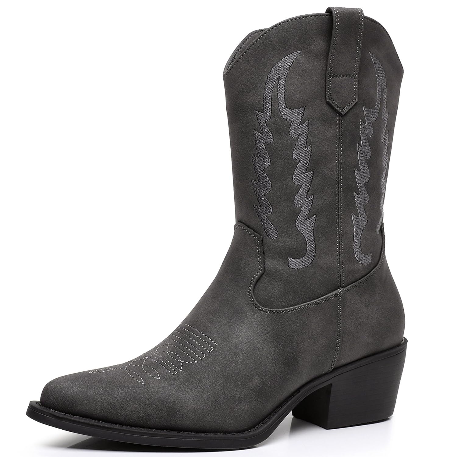 GLOBALWIN Women's Cowgirl Boots Mid Calf Western Cowboy Boots For Women Comfortable Low Heel With Zipper