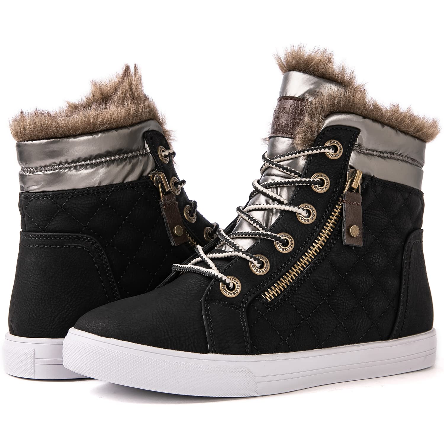 GLOBALWIN Women’s Platform Wedge Sneakers Outdoor Anti-Slip Winter Snow Hiking Furry Ankle Boots for Women