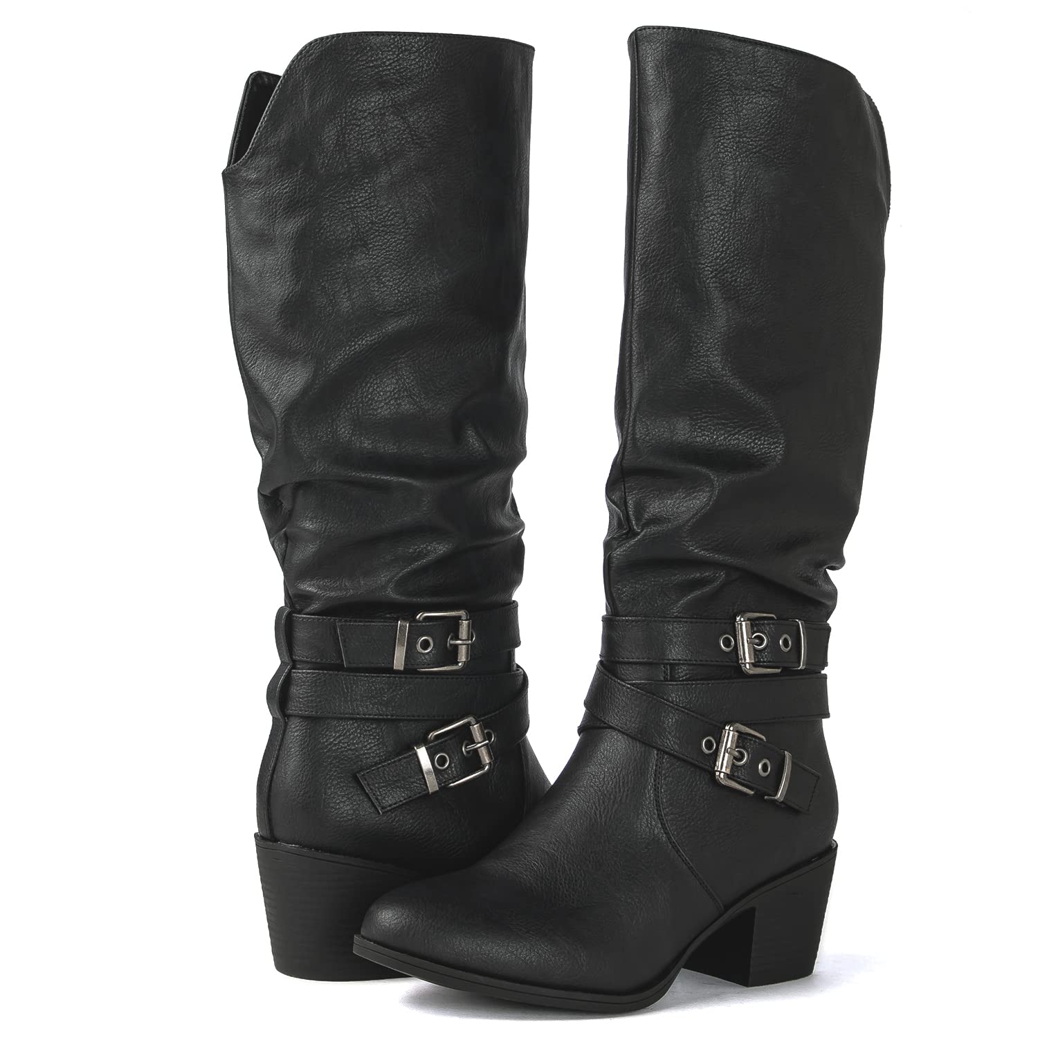 GLOBALWIN Women's Knee High Cowgirl Boots Fashion Dressy Cowboy Boots For Women